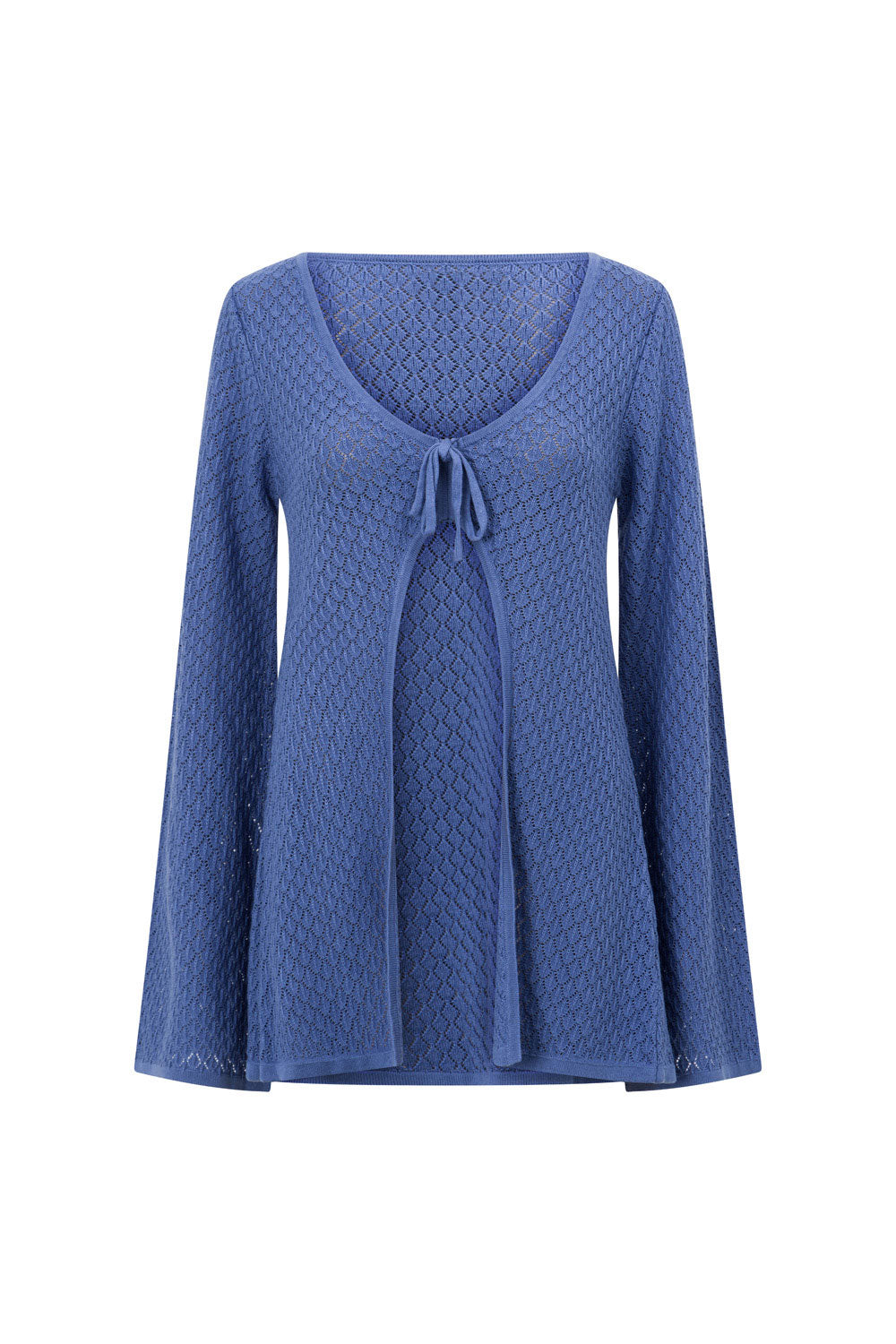 Royal Blue Relaxed Kaleigh Top with Flared Sleeves and V Neck