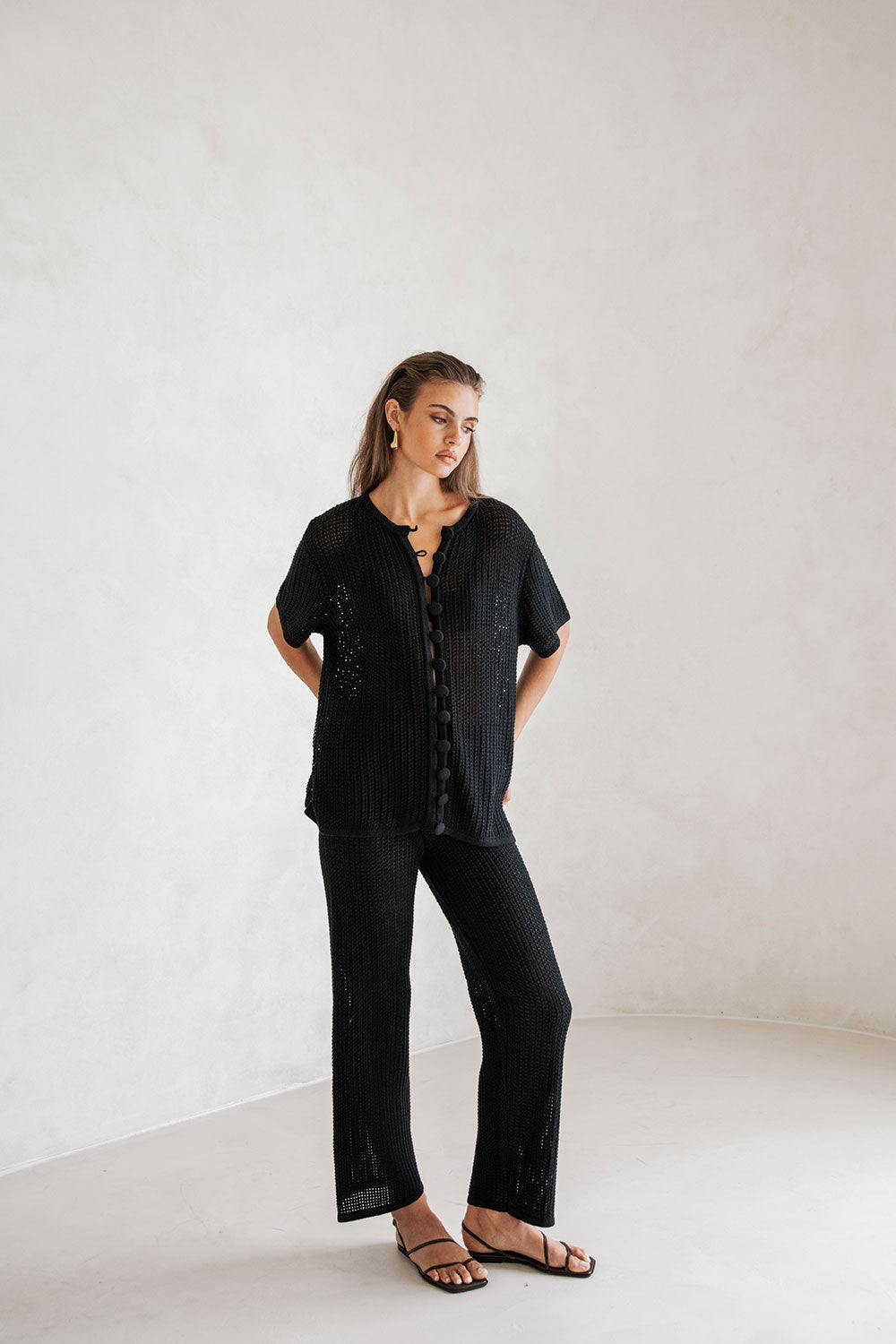 Black Crochet Style Vintage Inspired Women's Zayna Top