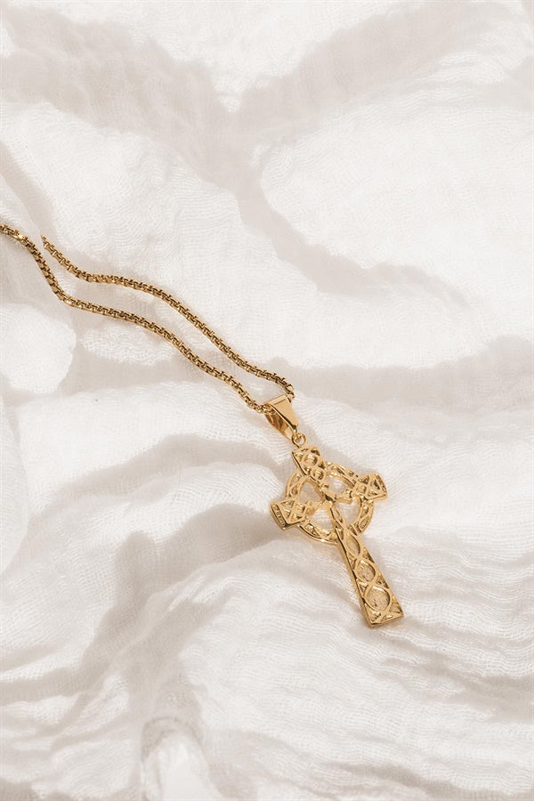 Stunning Gold - Toned Radiant Cross Necklace for Fashionable Outfits