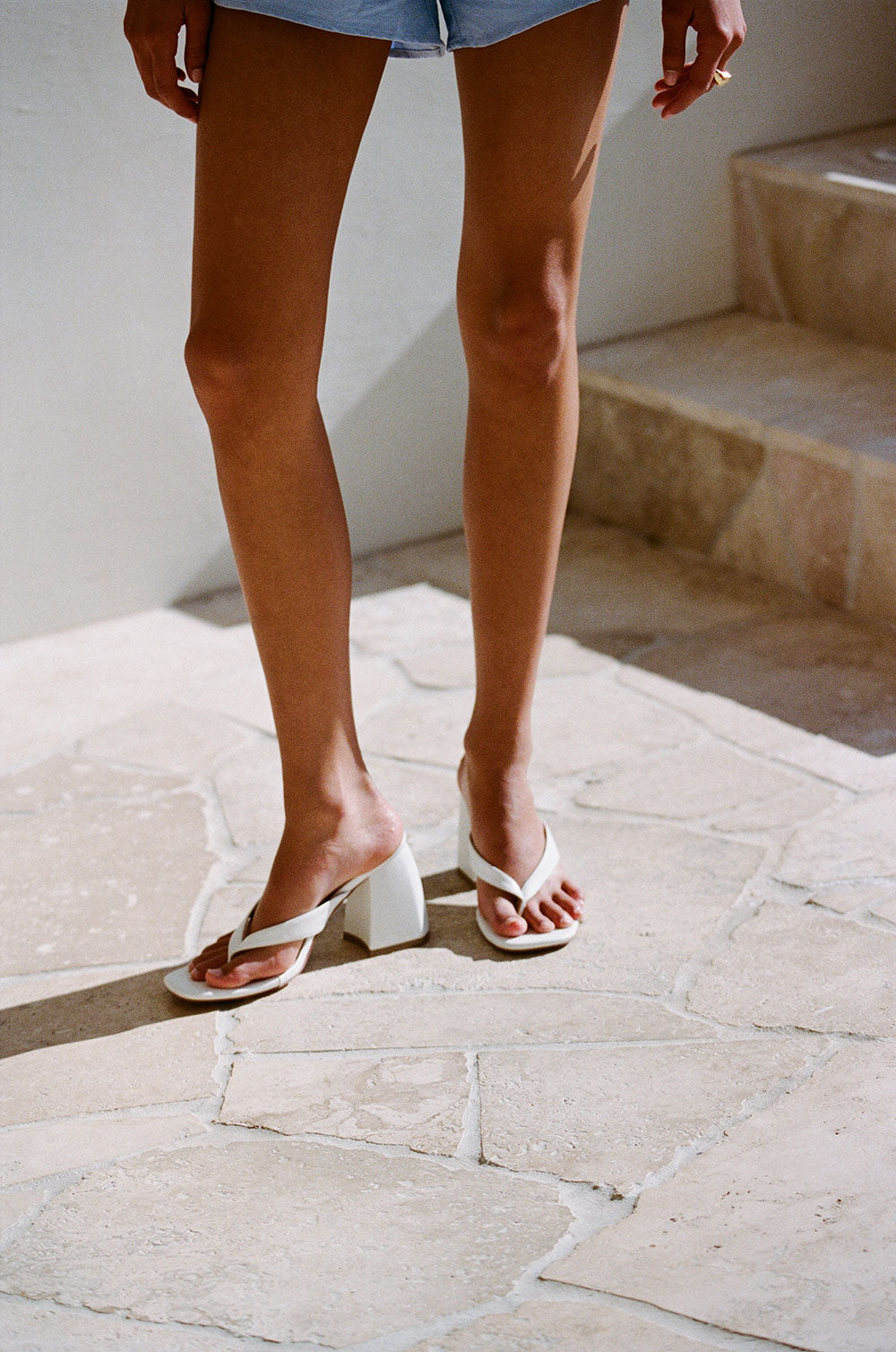 Women's Dia White Vegan Leather Slip-On Heels