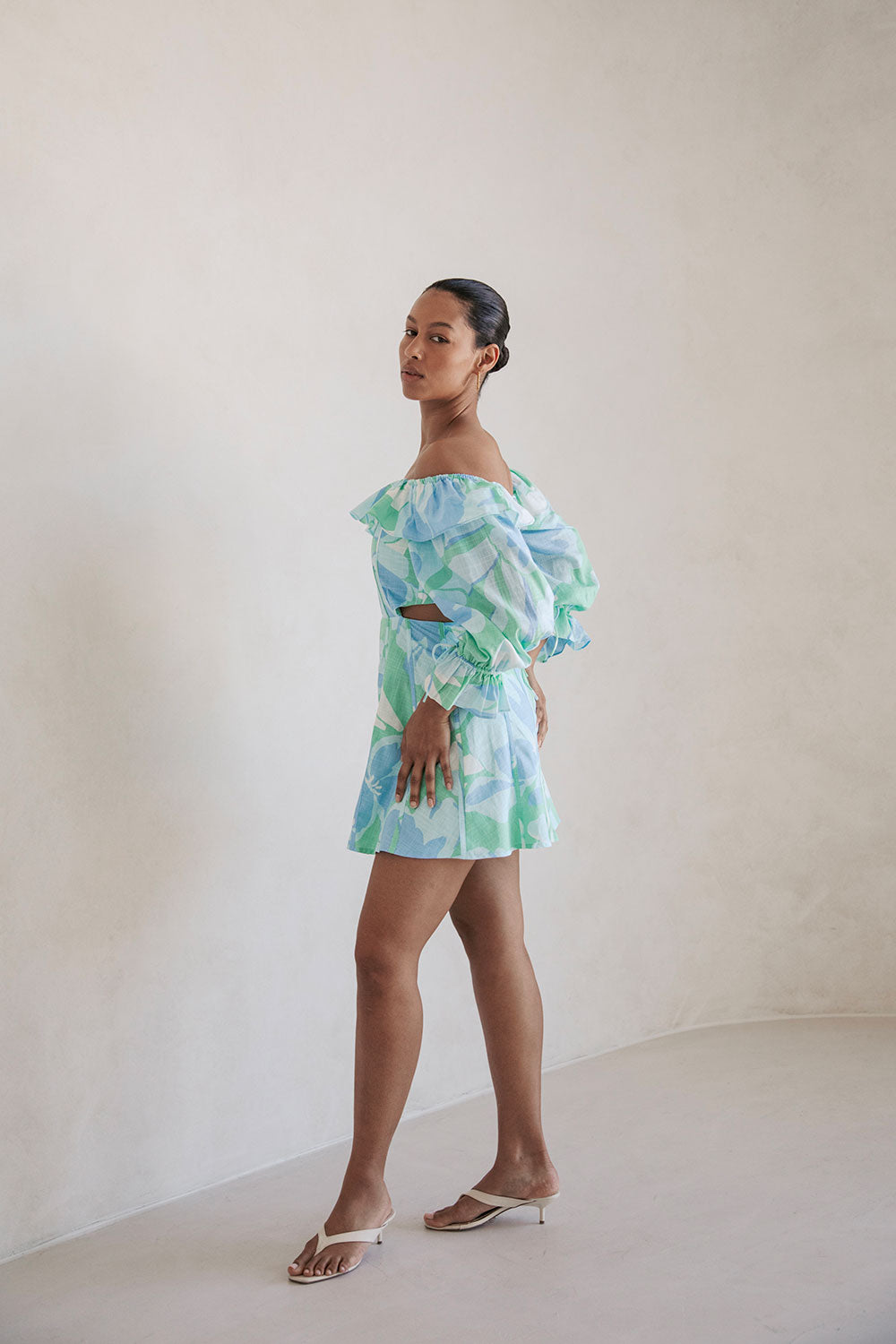 SABO LUXE Women's Backless Spring Petals Printed Elisha Dress for a Feminine Look