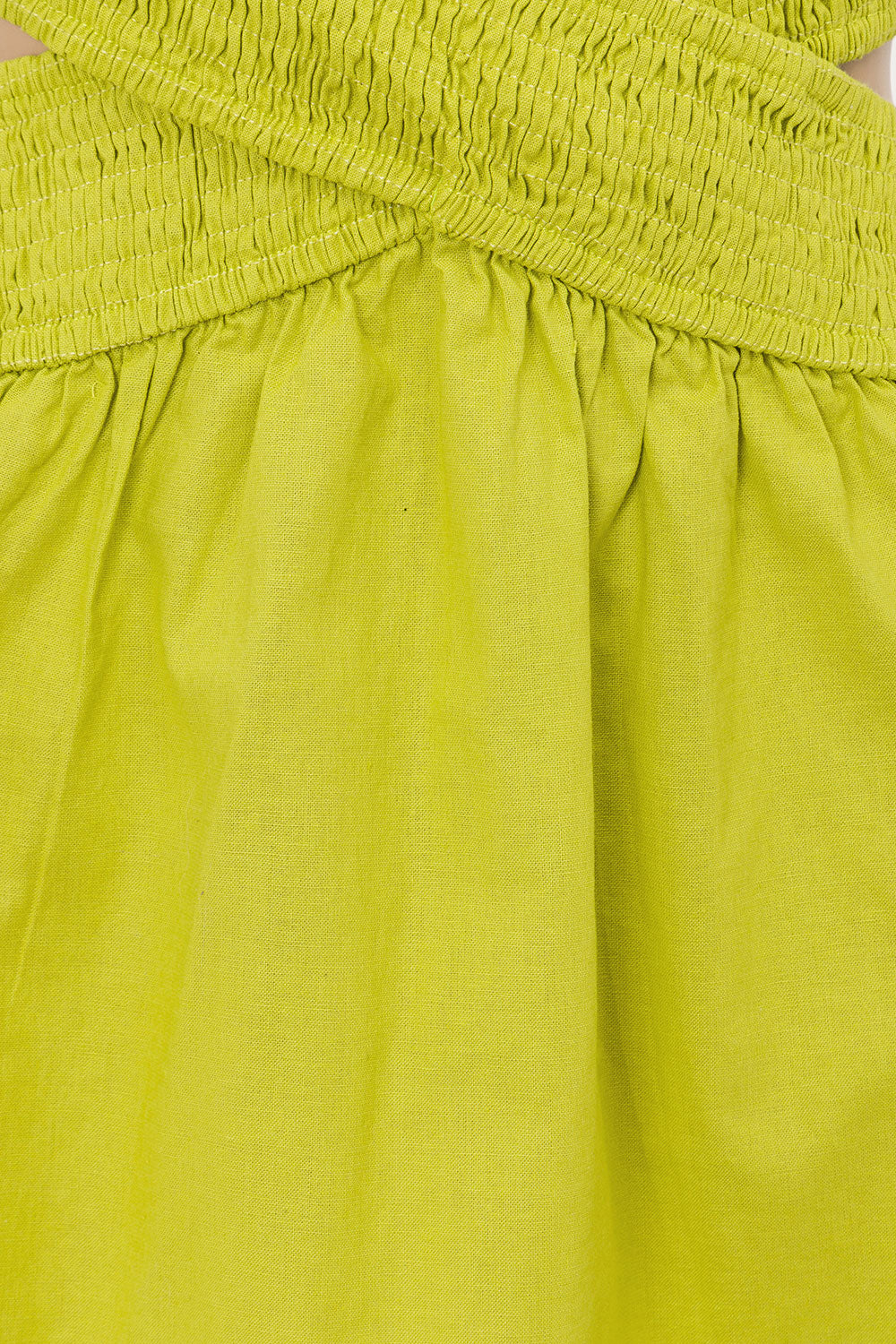 Charming Chartreuse Green Cotton - Linen Blend Strapless Nelly Party Dress