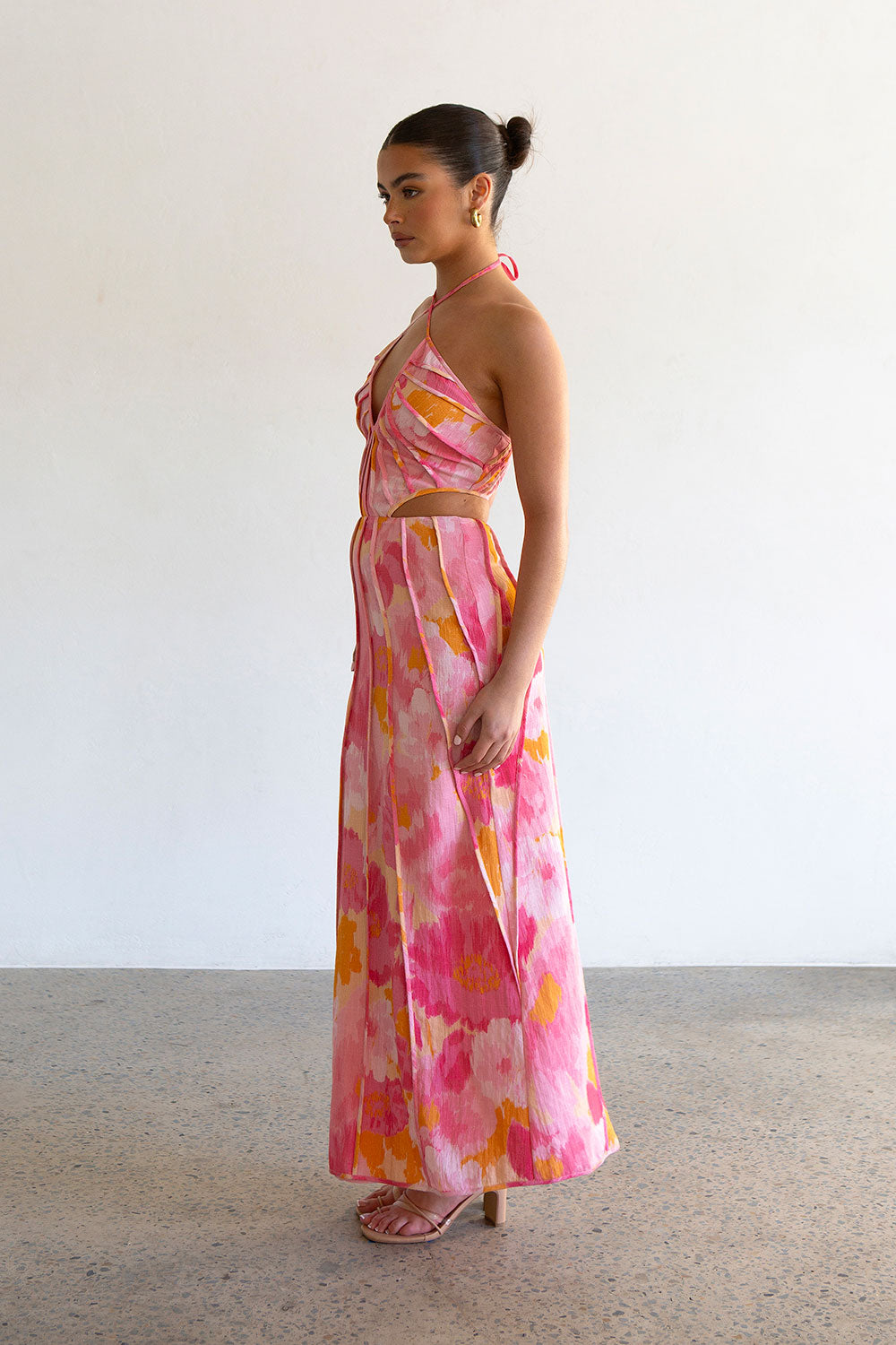 Stylish Pink Gerbera Tallulah Midi Dress - Sample Piece