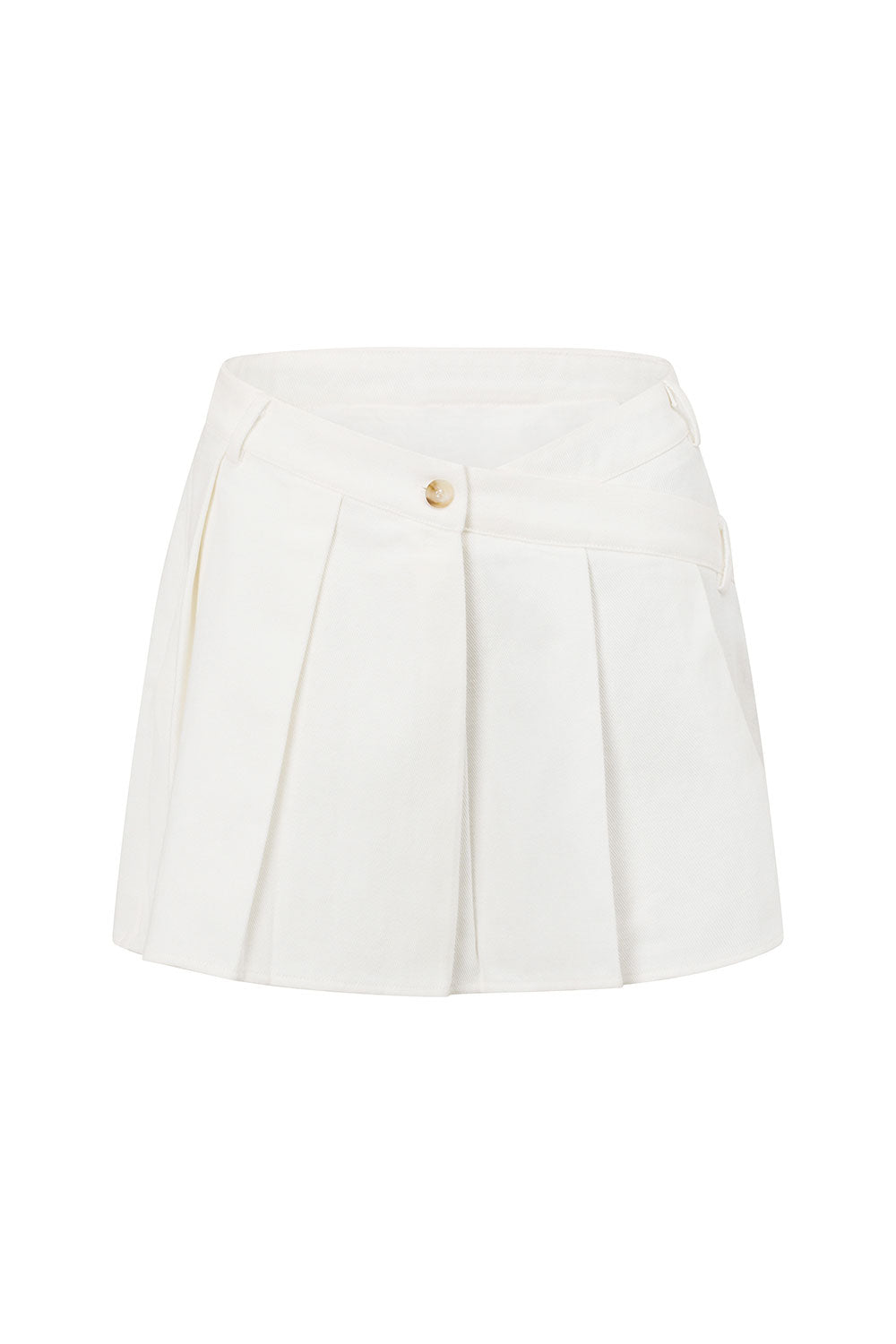 Exclusive Sabo Designed White Structured Cotton Denim Mini Zayla Skirt