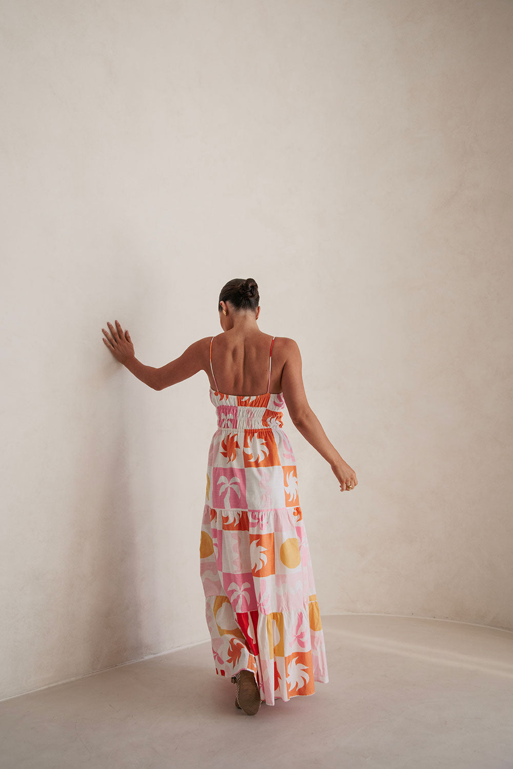 Stylish Women's Talia Dress with Palm Tile Fuego Pattern