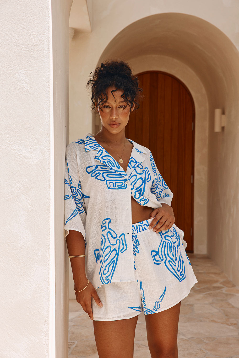 Exclusive Evoke Blue Seona High - Waisted Elasticated Shorts