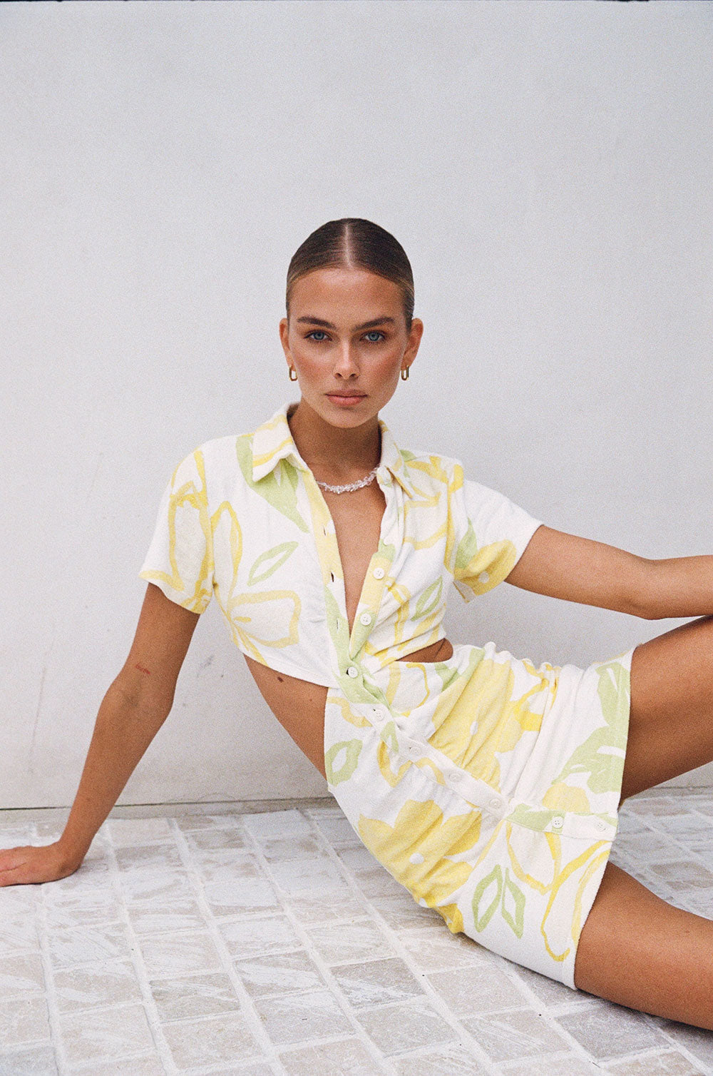 Sabo Exclusive Women's Tameeka Lemon Floral Print Cotton Towelling Dress