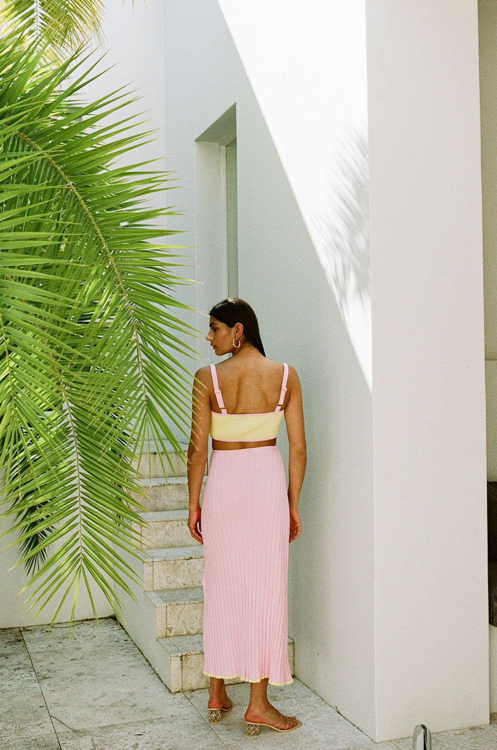 Stylish Pink Ribbed Jordi Women's Skirt for Night Out