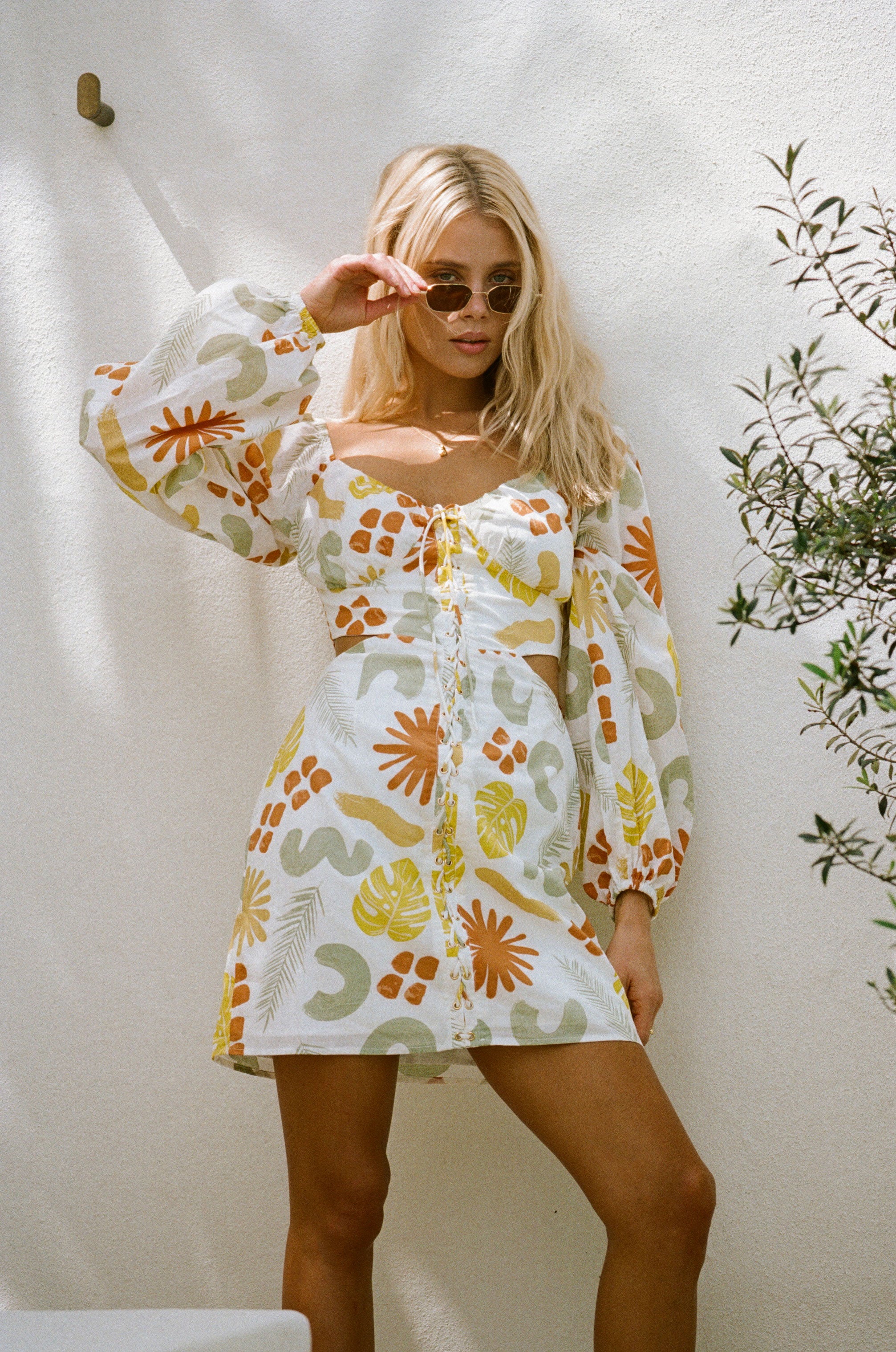 Unique Willa Desert Leaf Sample Dress with Faint Flaws