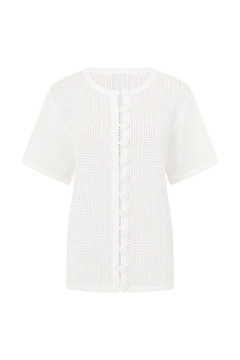Elegant Cream-Colored Zayna Crochet Knit High-Waisted Wide-Leg Pants