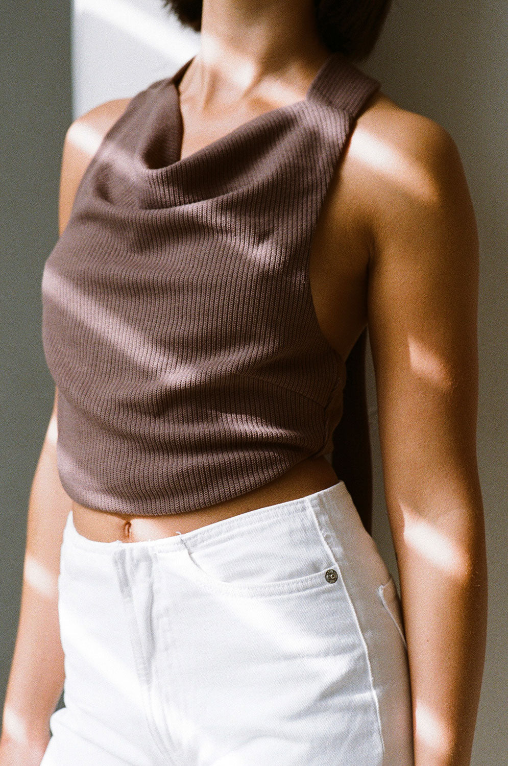 Chocolate Hued 90's Inspired Janika Women's Halter Top