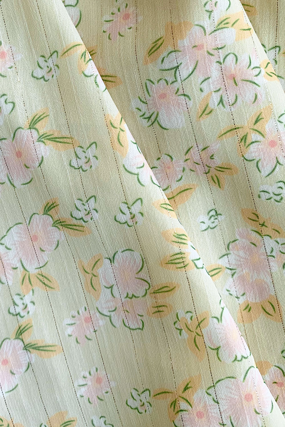 Stylish Floral Cream Kinslee Halter Top with Metallic Stripes