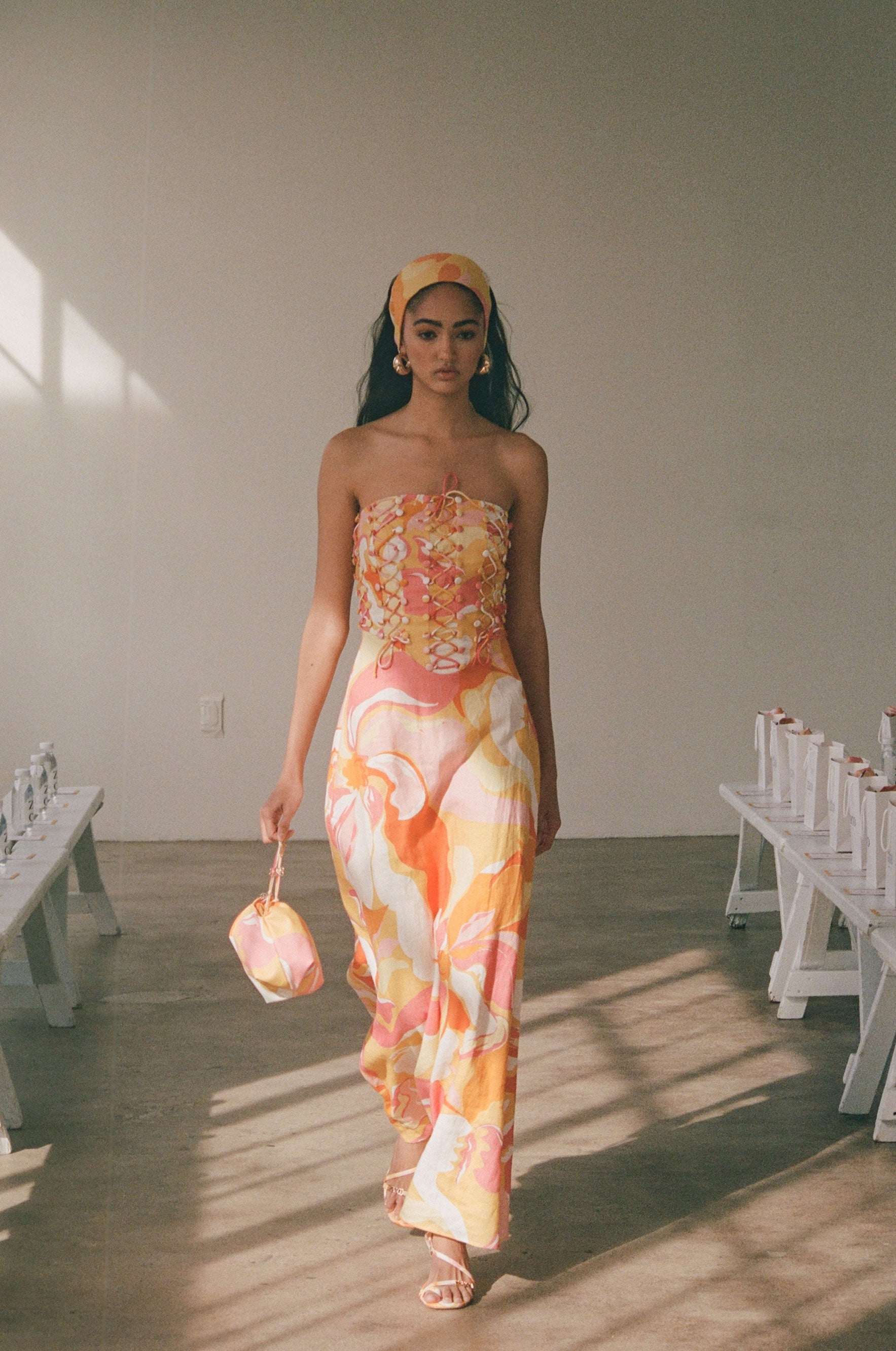 Exclusive ZACO Calista Sunset Print Strapless Maxi Event Dress - Kahlo Dress