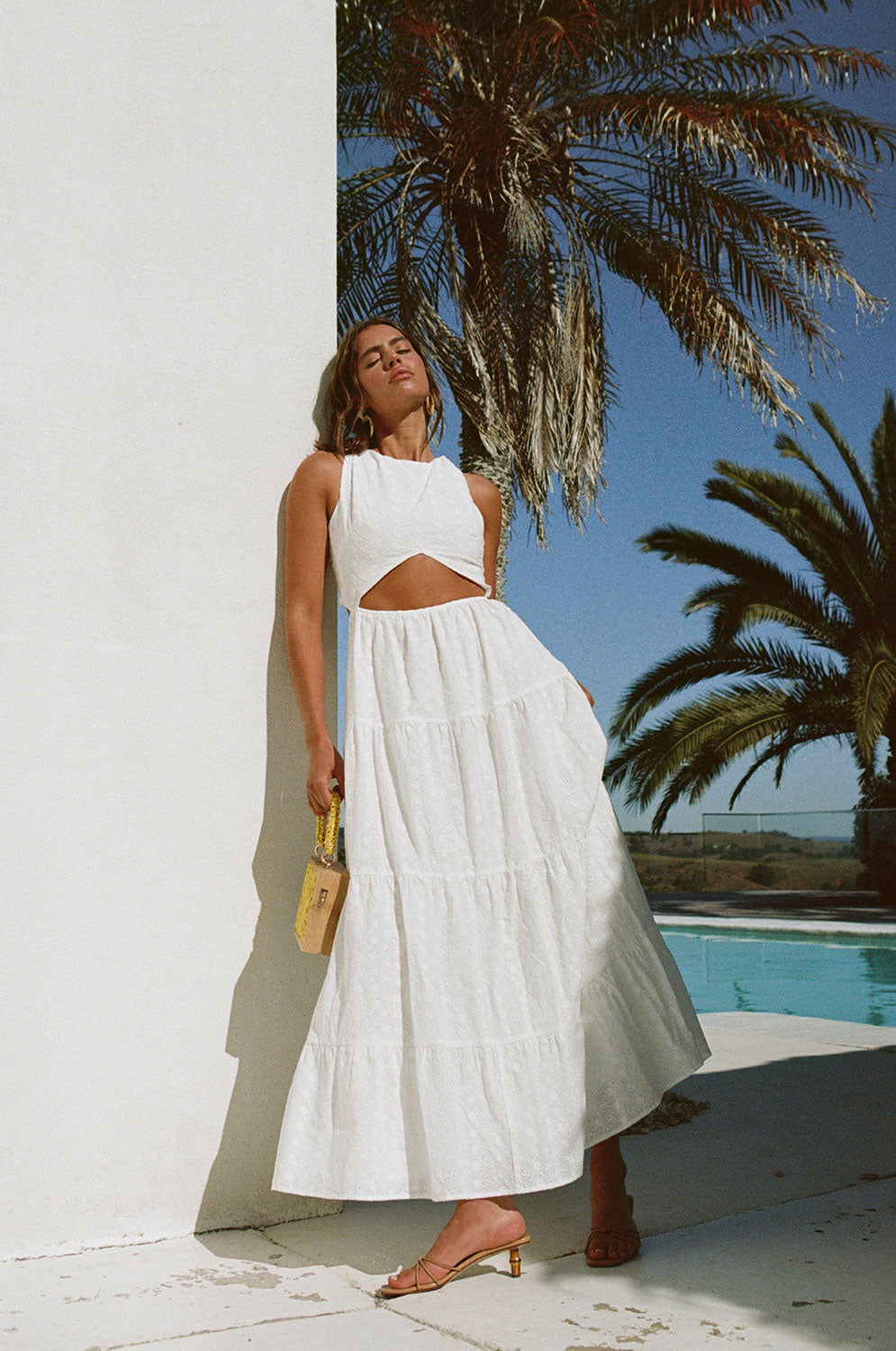 Exclusively Designed Ultra Feminine White Cotton Broiderie Klara Dress