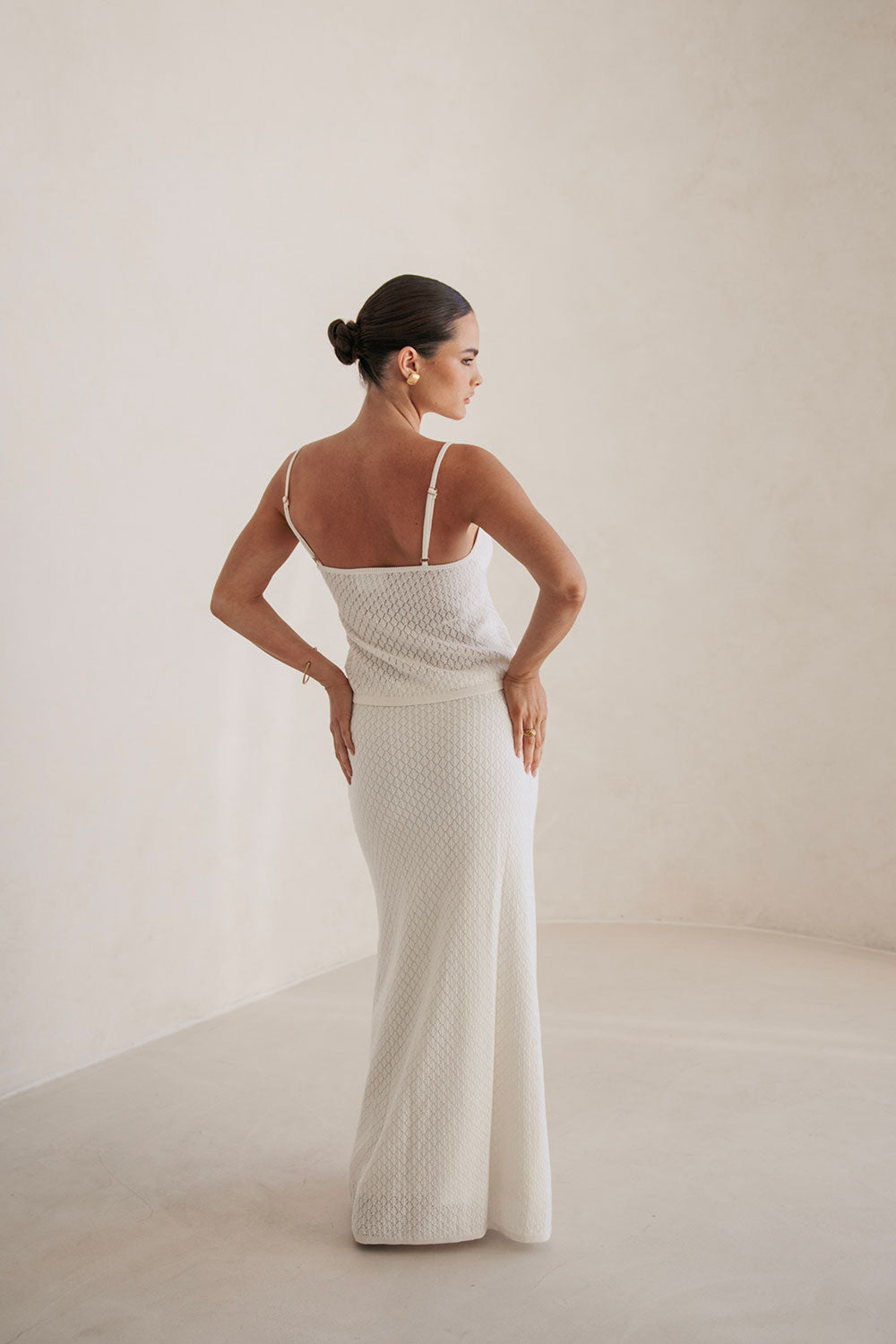 Exclusively Designed Tanisha Cotton Blend Pointelle Knit Off-White Women's Top