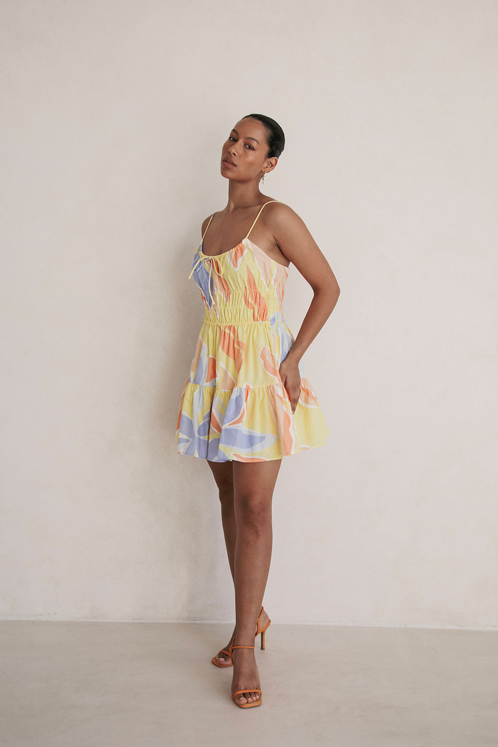 Exclusive Elia Purple Tacita Linen-Cotton Blend Mini Dress