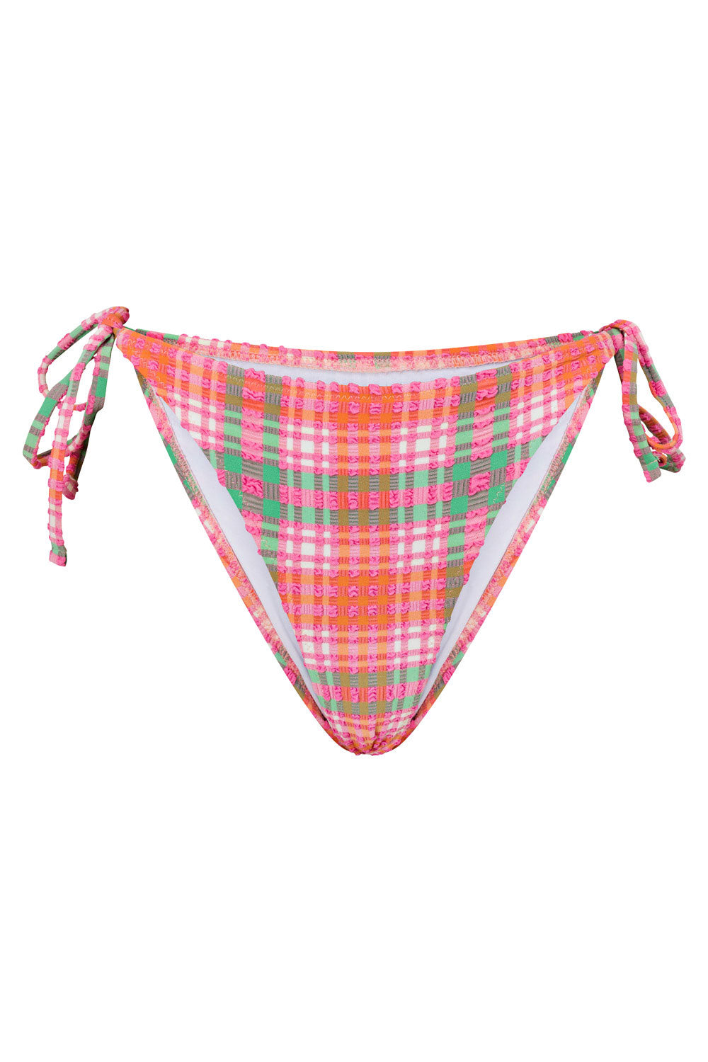 Sabo Exclusive Pink, White, Green & Orange Textured Seersucker Cuba Tie Bottom