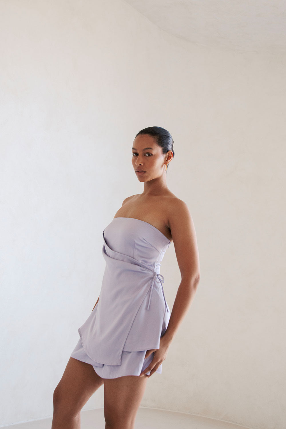 Gorgeous Lilac Strapless Kleo Top with Tie Detail