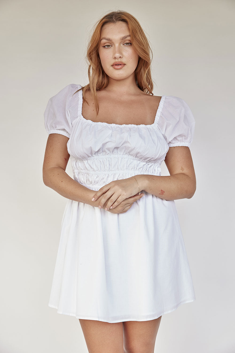 Elegant Women's White Yasmin Cotton Dress for Chic Look