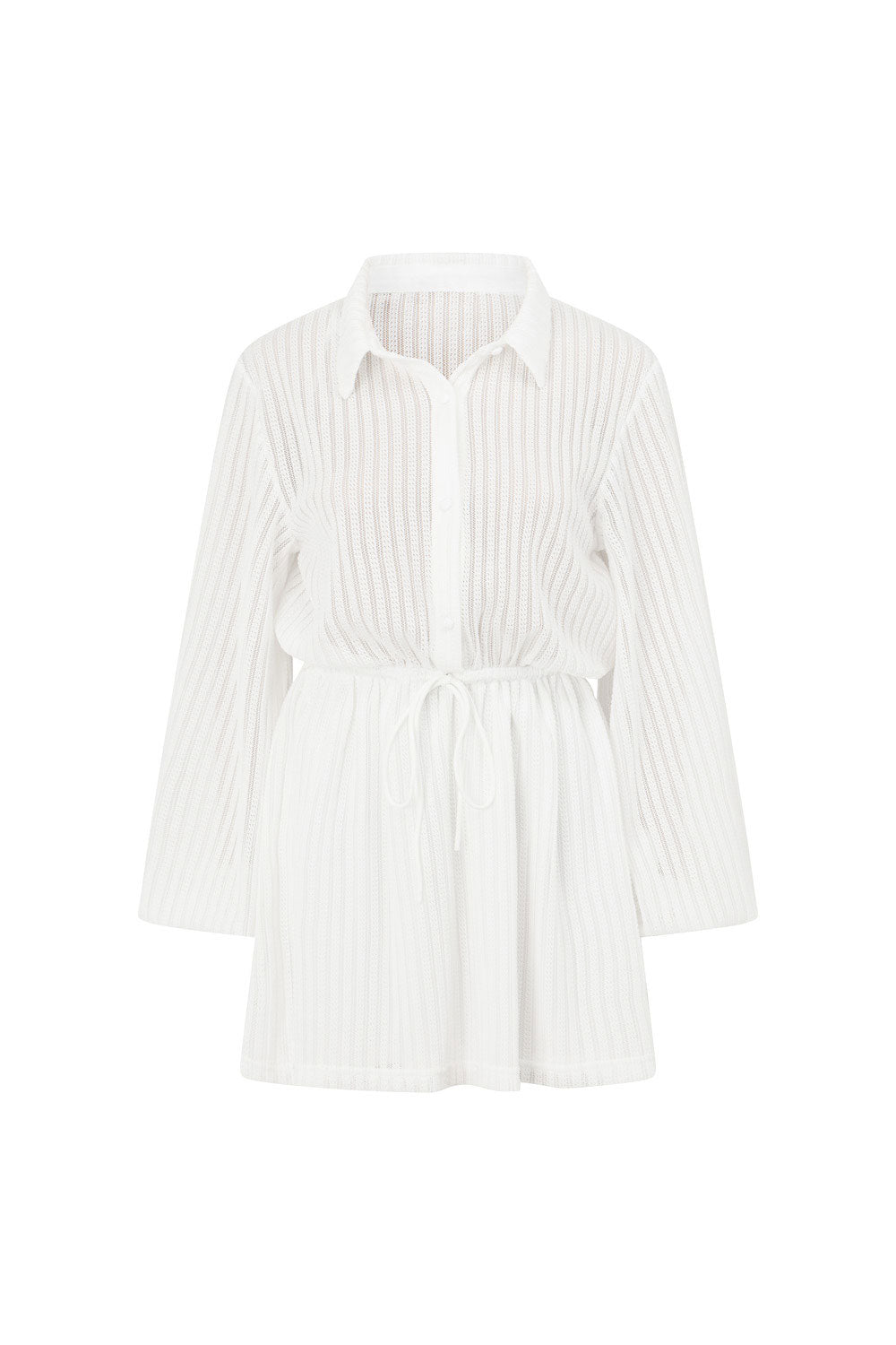 Exquisite White Semi - Sheer Alayah Dress for Long Lunches