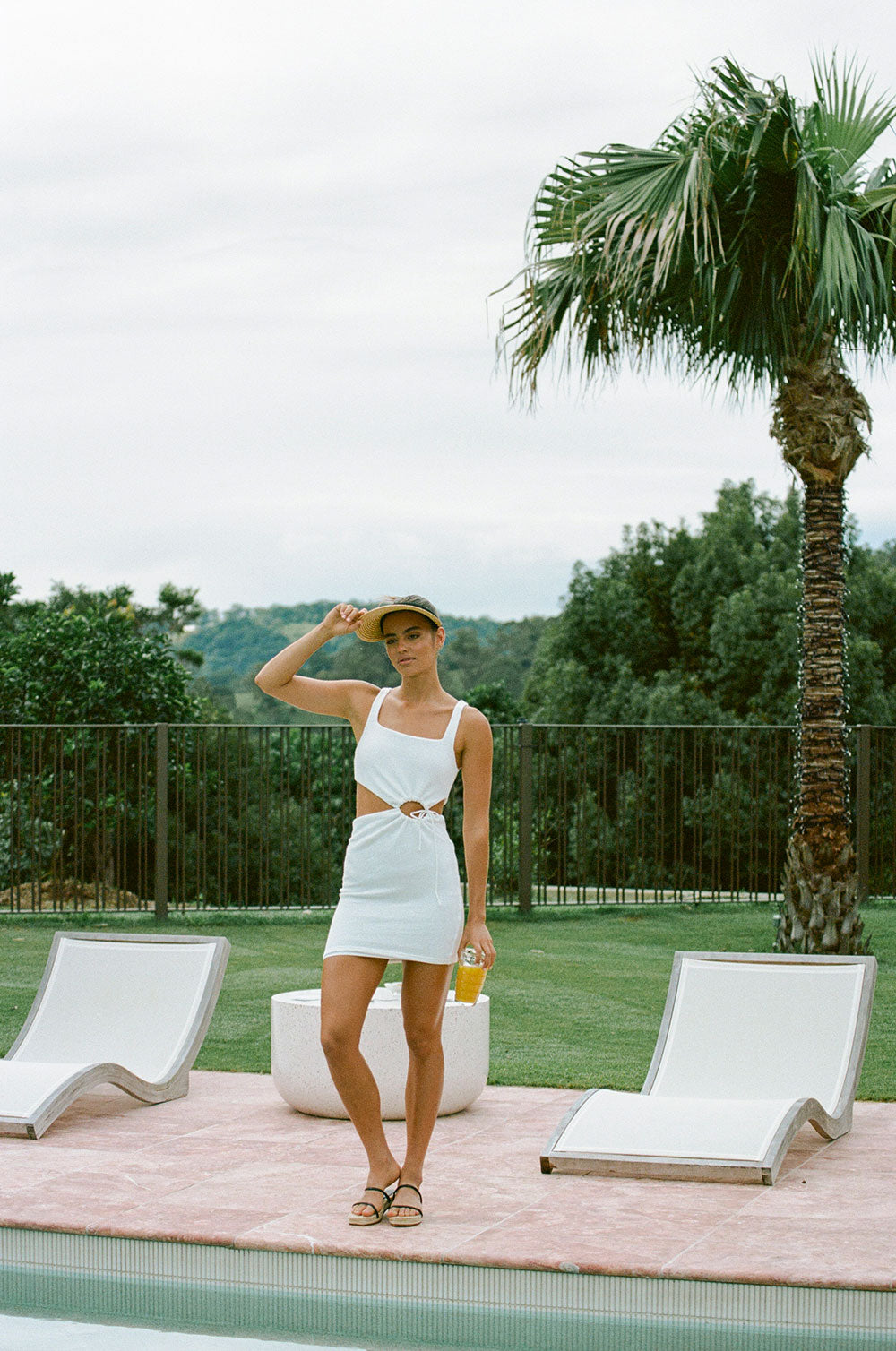 Exclusively Designed Off-White Woven Casa Cutout Fitted Dress