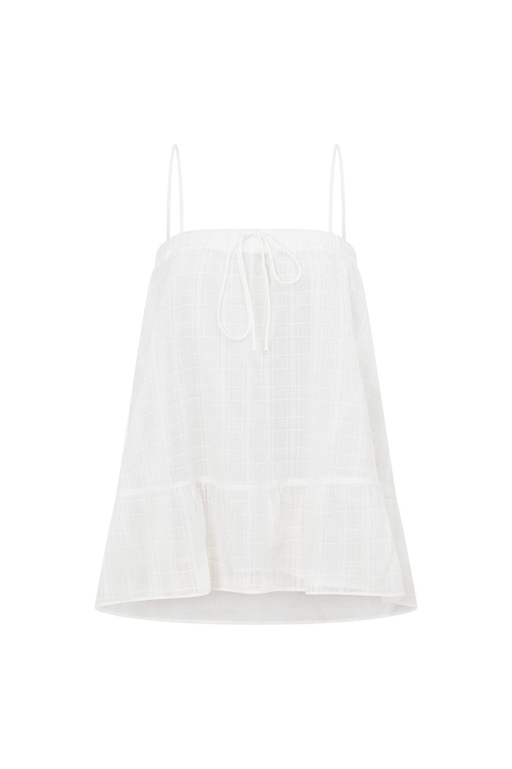 Exclusive White Hazel Top with Pink Thread Detail