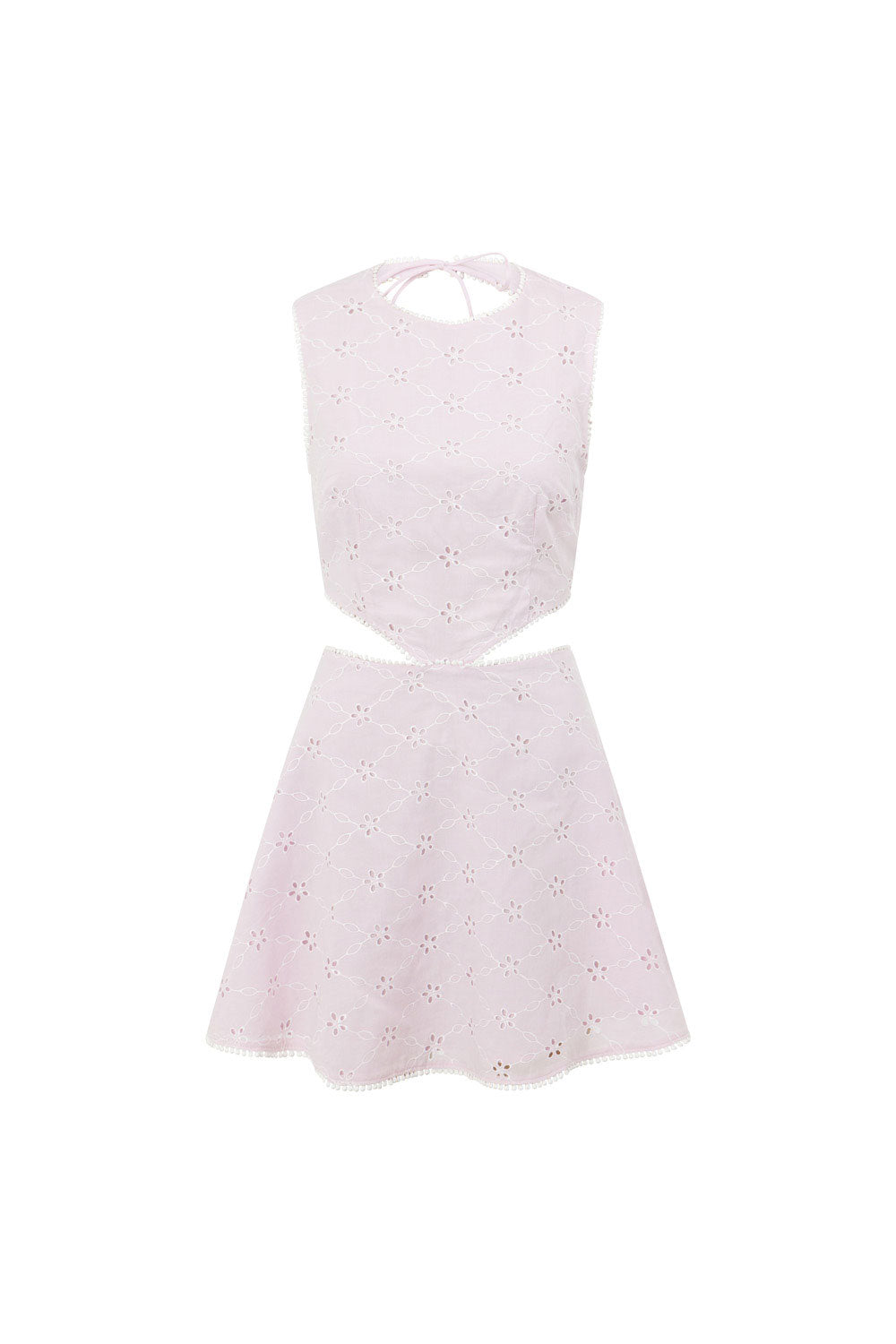 Lavender High - Quality Cotton Backless Labella Dress with White Trim