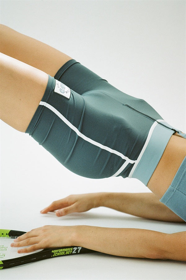 Stylish Blue Amina Matte Stretch Cotton Blend Athletic Bike Shorts