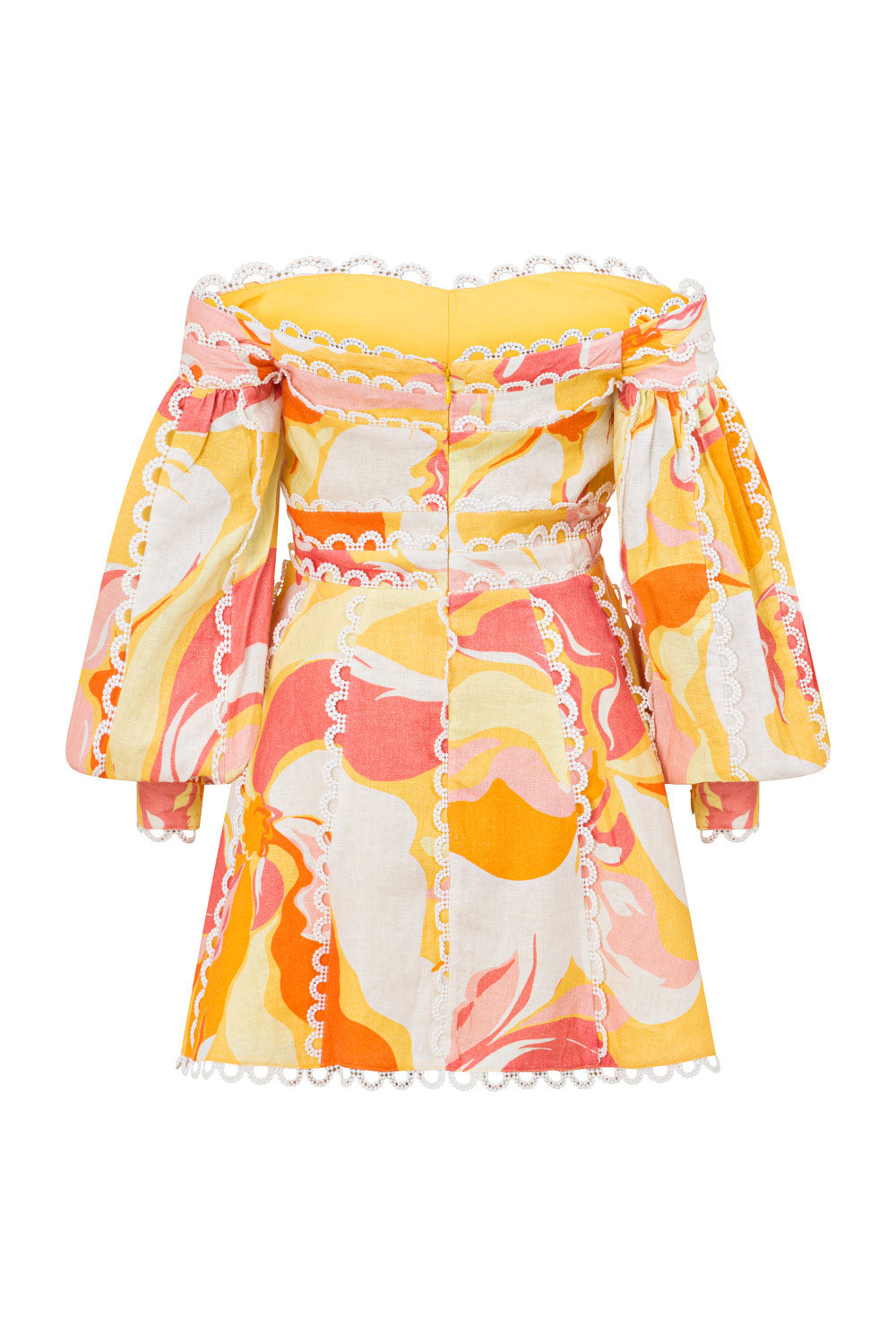 Calista Sunset Inspired Kennedy Off - Shoulder Linen Mini Dress