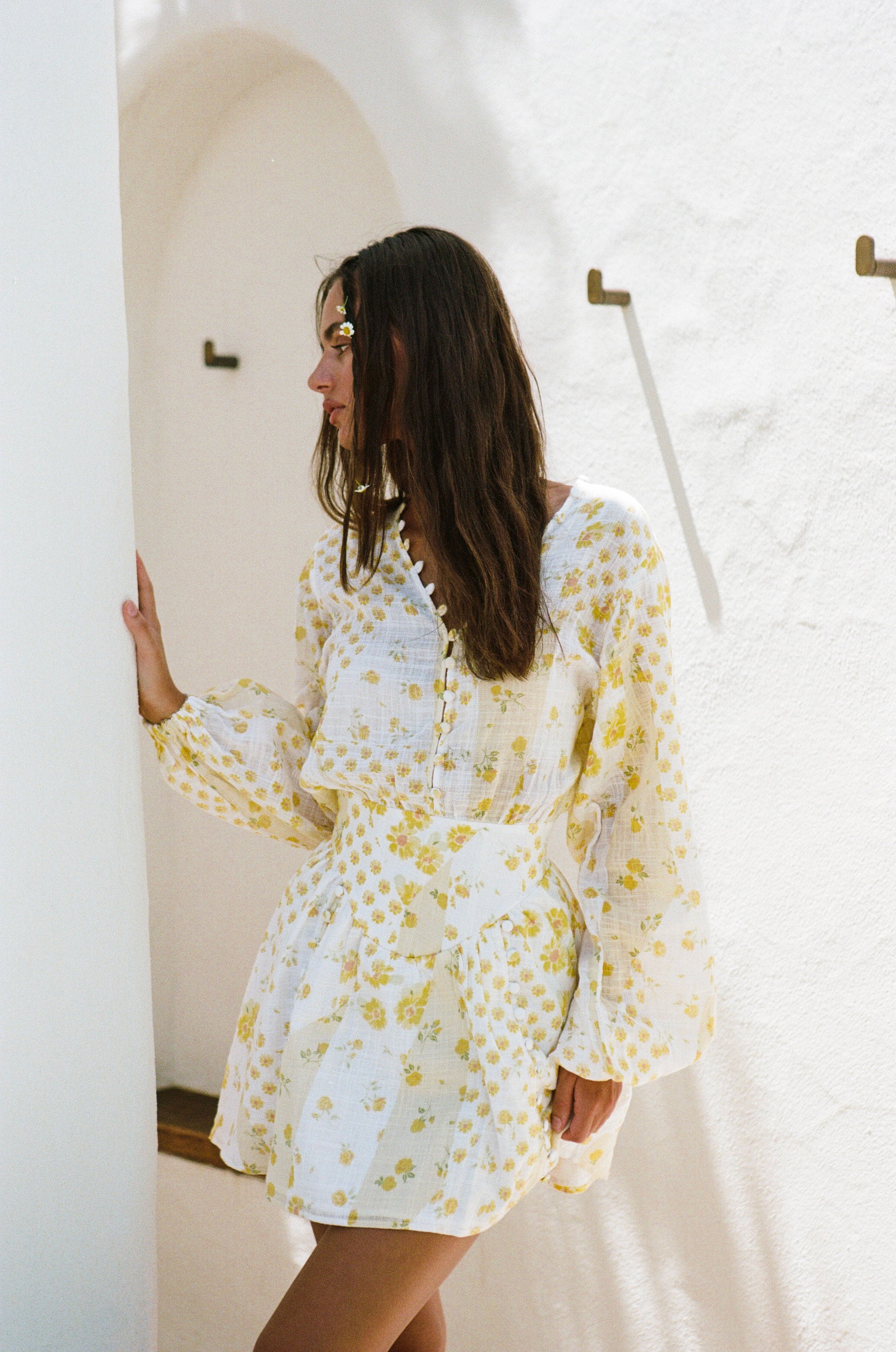 Exquisite Sabo-Designed Yumi Patchwork Floral Print Cotton Dress