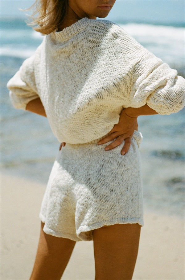 Vintage-Inspired Cream-Colored Soft Cotton Knit Freja Top