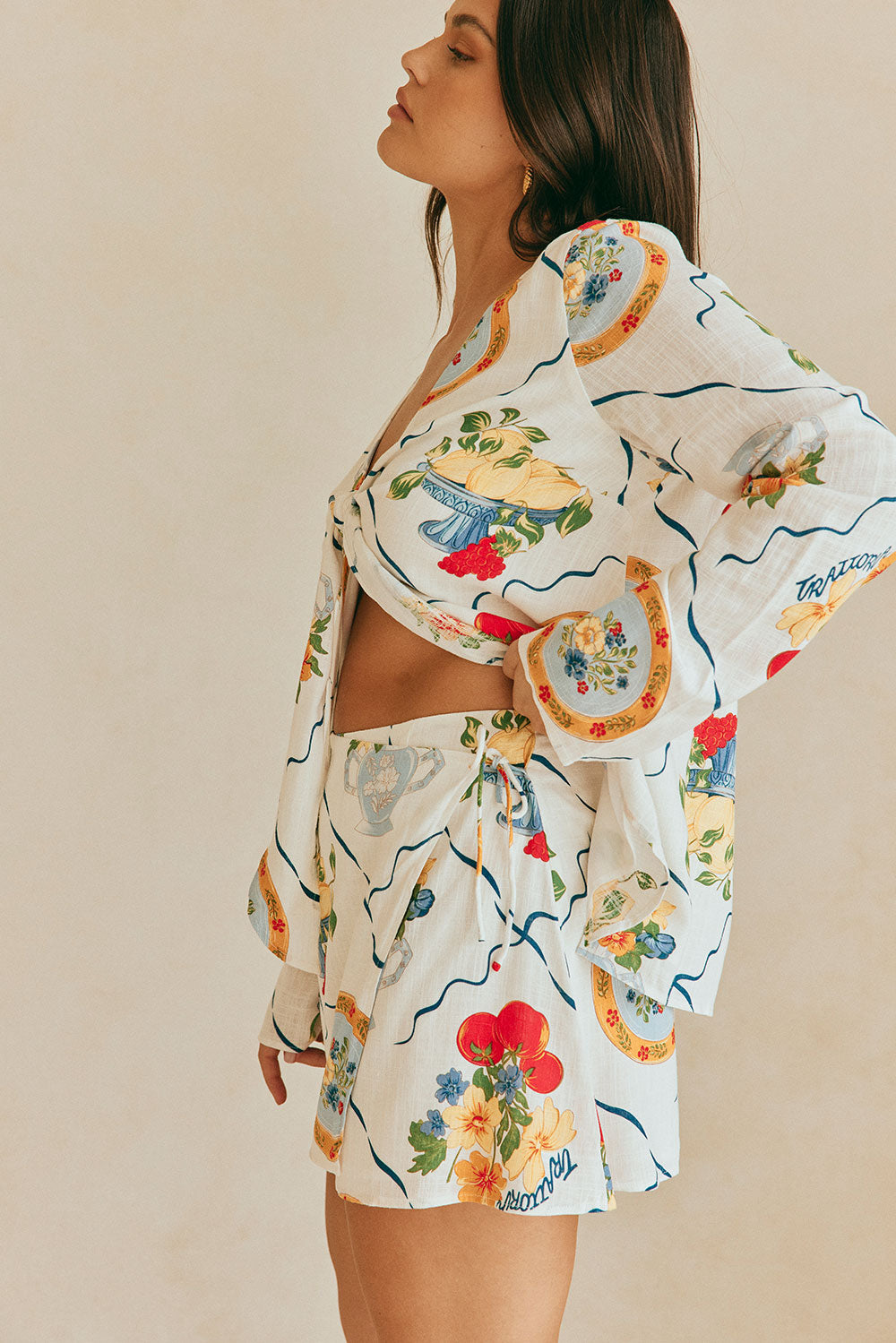 Fashionable Alessia Wrap Mini Skirt with Exclusive Trattoria Print
