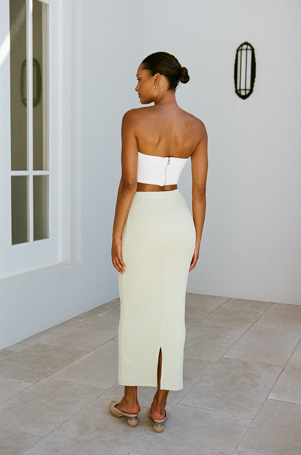 Stylish Green Structured Knit High Waisted Noa Skirt