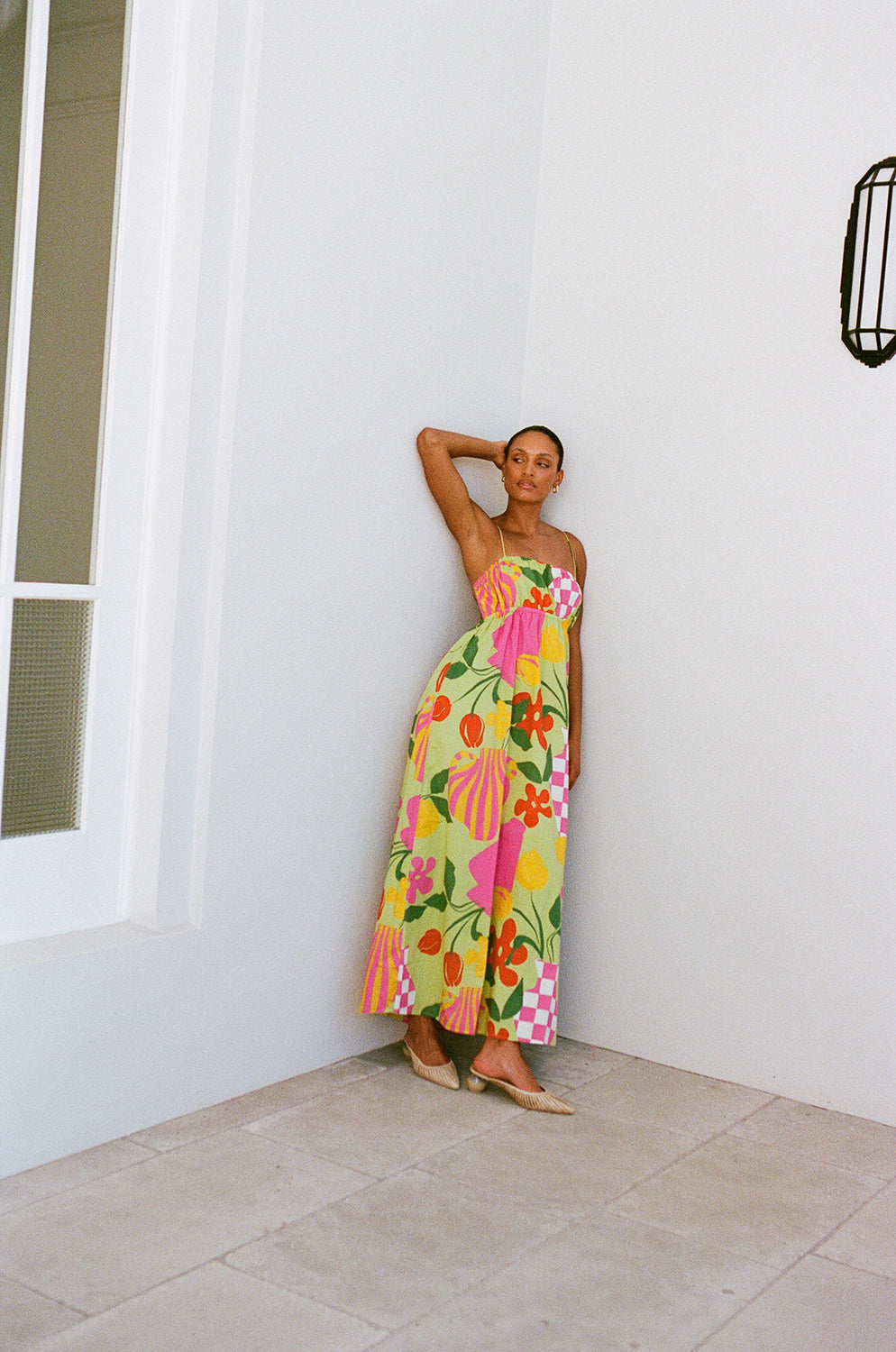 Catie Women's Maxi Dress with Exclusive New Green Vase Print
