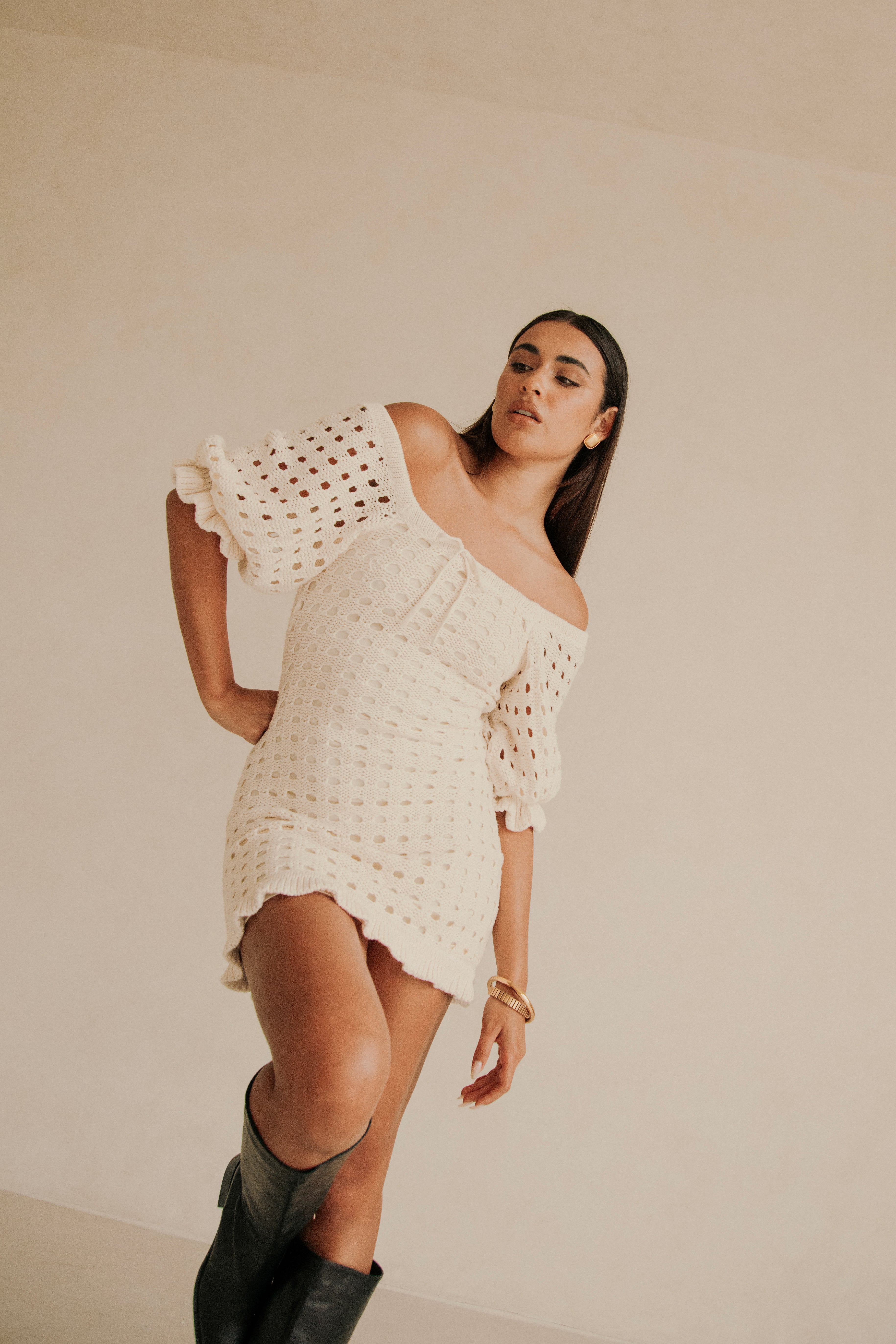 Exquisite Aranza Women's Cotton Knit Mini Dress for Trans - Seasonal Wear