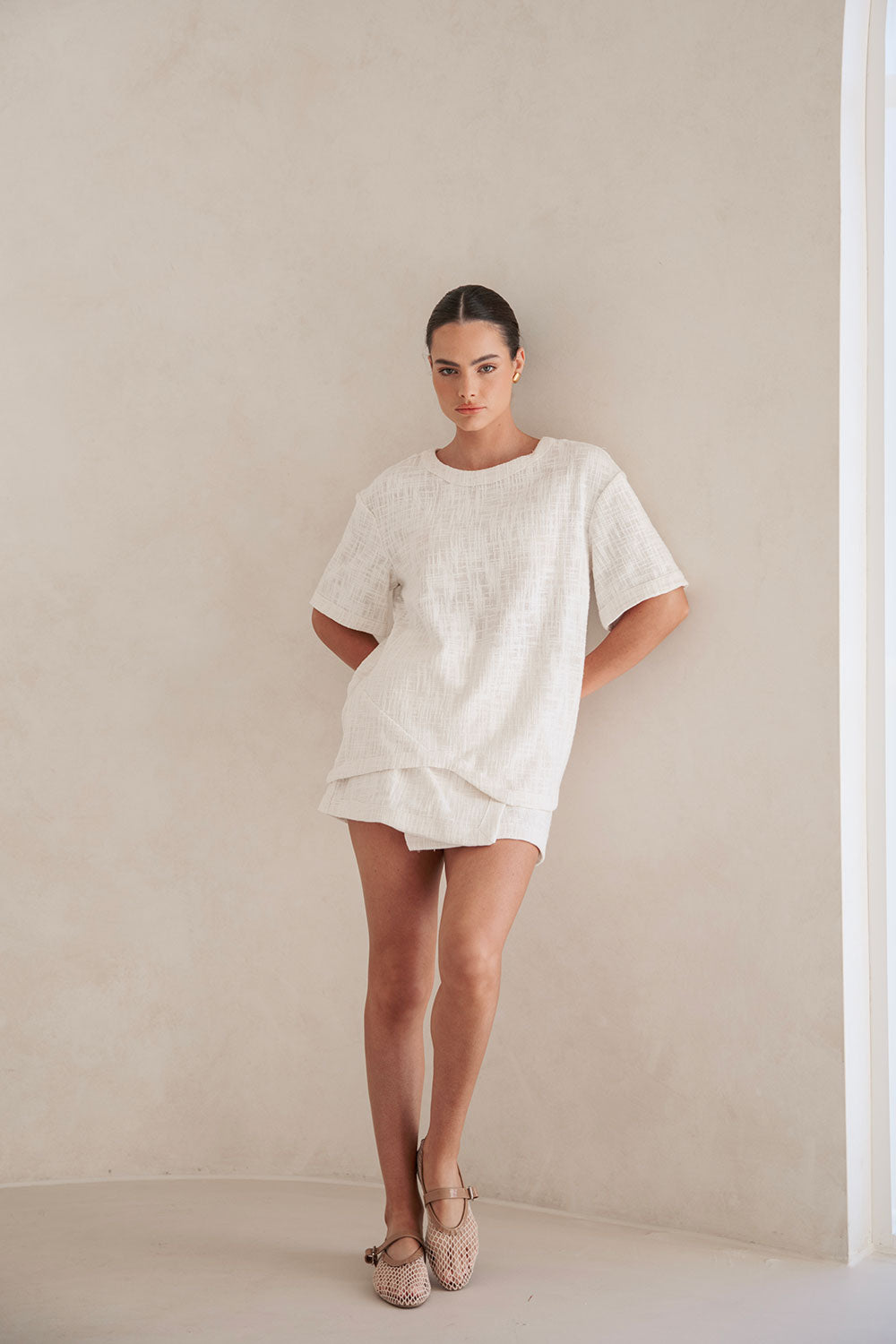 Stunning Aelin Short - Sleeved Natural Cotton Top