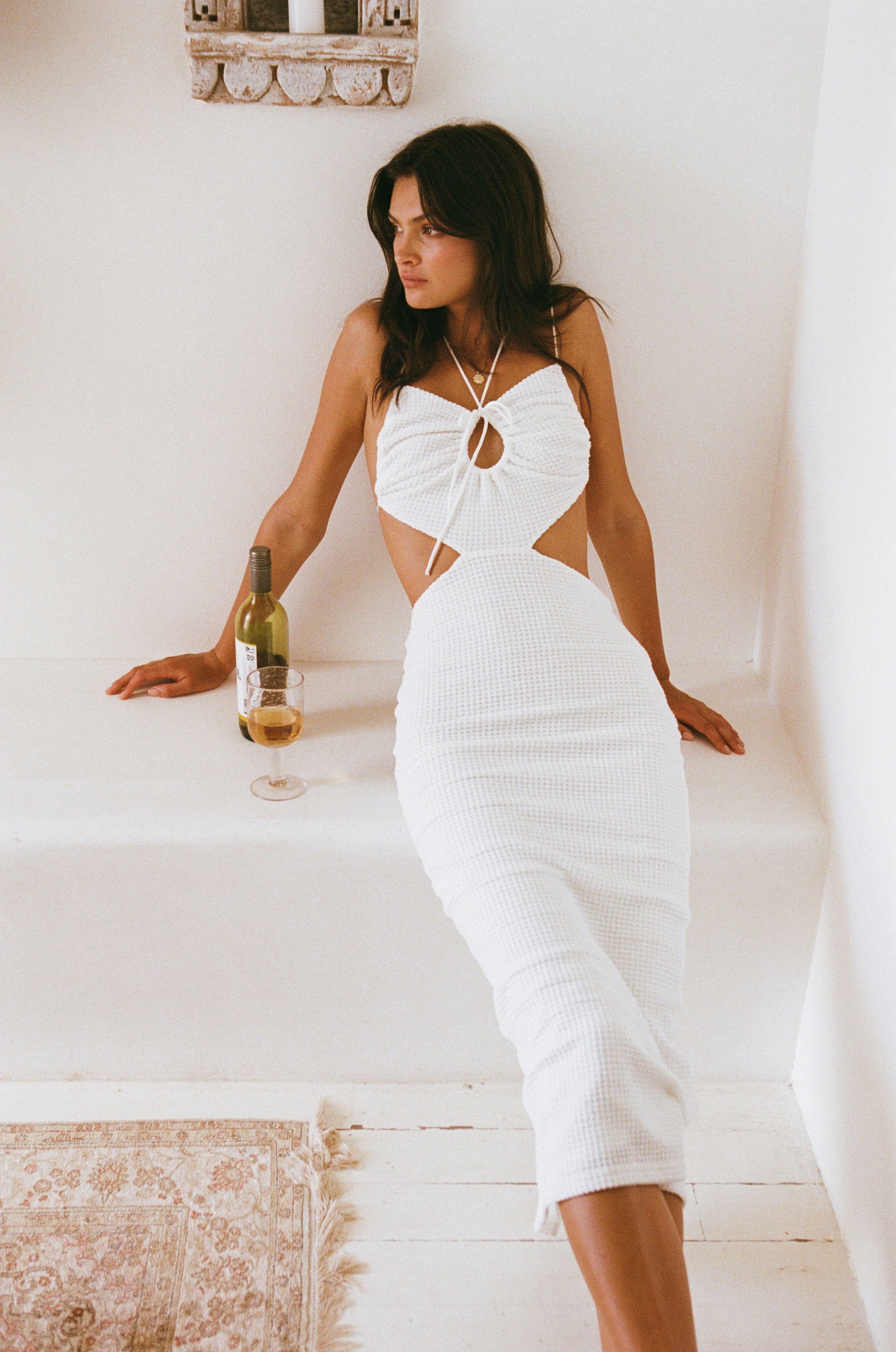 Unique White Fernanda Midi Dress - Ideal for Fashion Lovers