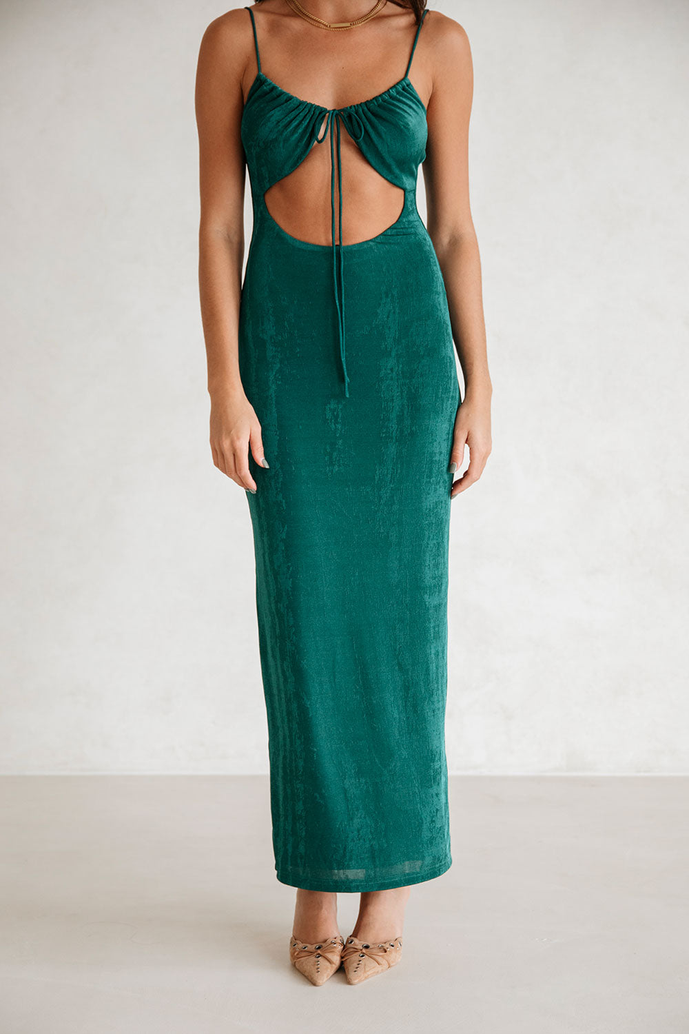 Stunning Green Slightly Stretchy Slinky Hakura Dress for Special Events
