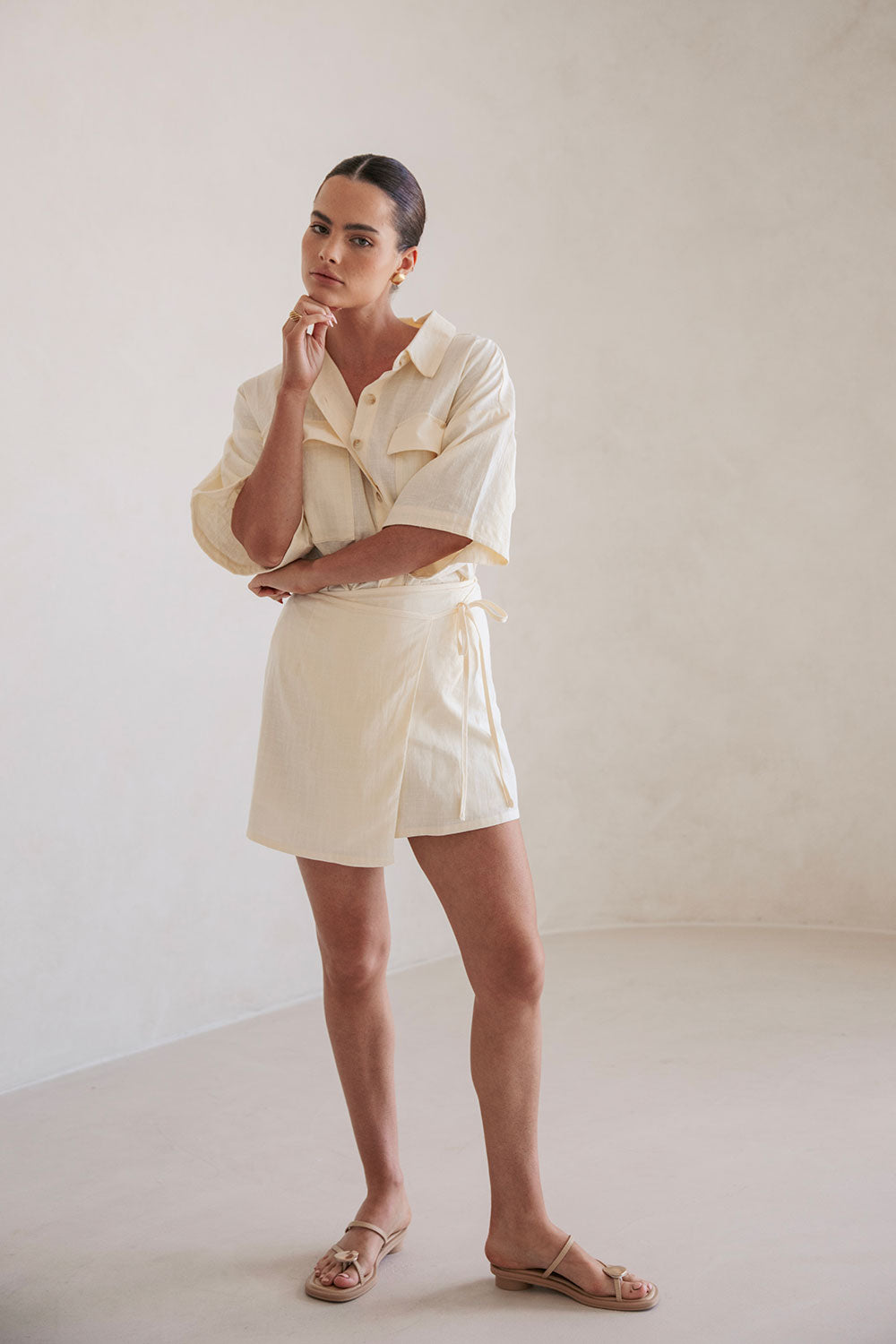 Buttery Yellow Structured Natural Cotton Nari Wrap Skirt