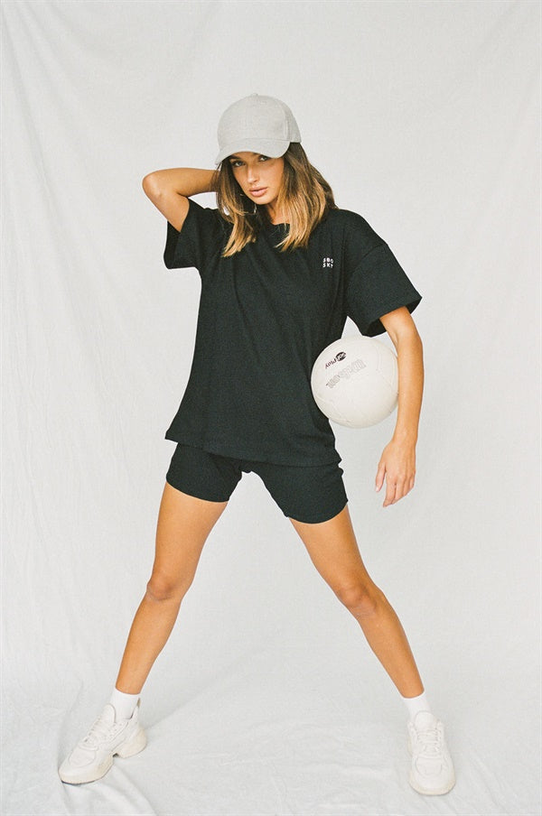 Stylish Black Natural Cotton Ribbed Mellow Women's Bike Shorts