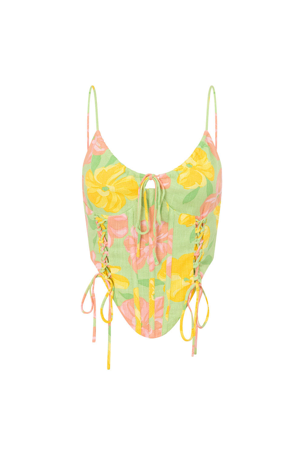 Stylish Rose - Filled Green Marselle Corset Top for Flattering Look