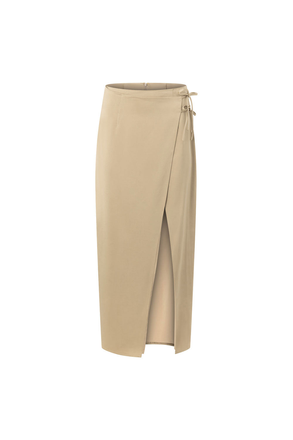 Formal Dusty Olive Matte Silky Bria Wrap Skirt