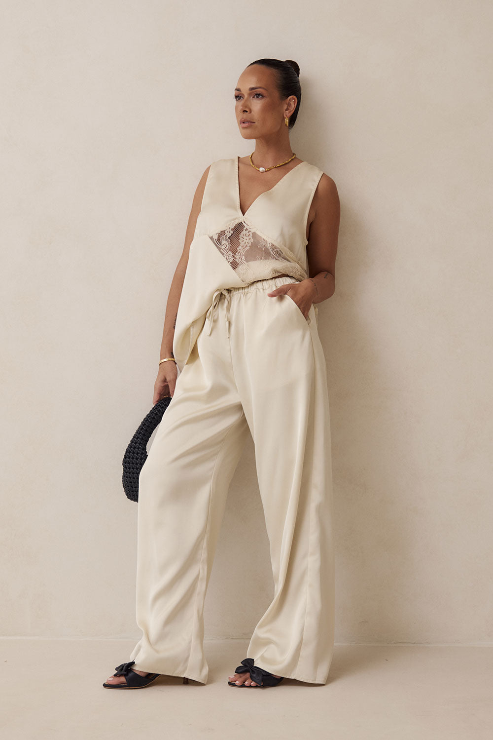 Elegant Cream-Colored Silky Maarten Women's Top