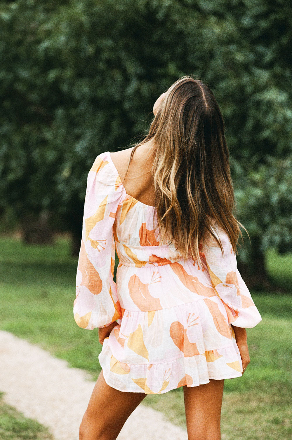 Exclusive Sunset Smudge Print Women's Nylah Dress for Seasonal Transitions