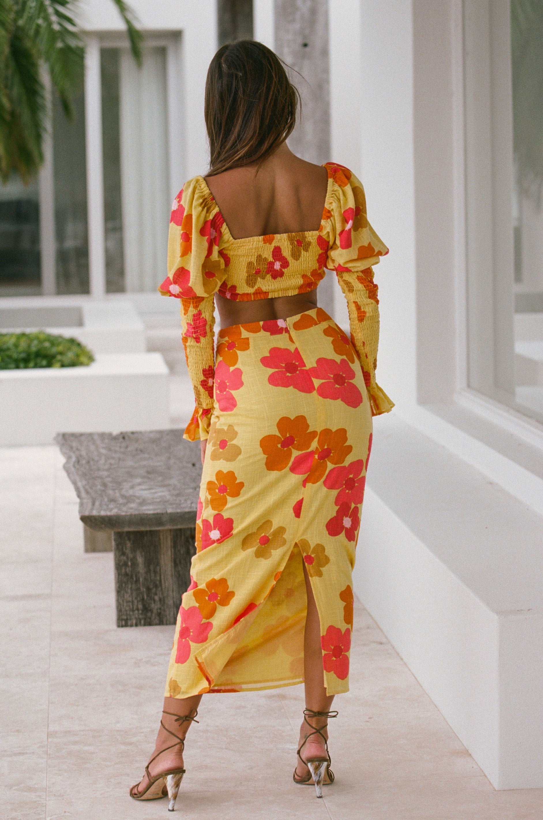 Exquisite Sabo-designed Serina Shirred Top with Romance Floral Print