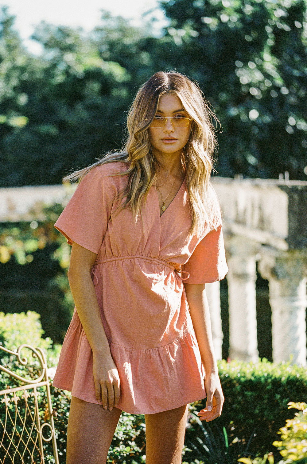 Stunning Dusty Orange Natural Cotton Wrenin Dress for Easy Wear