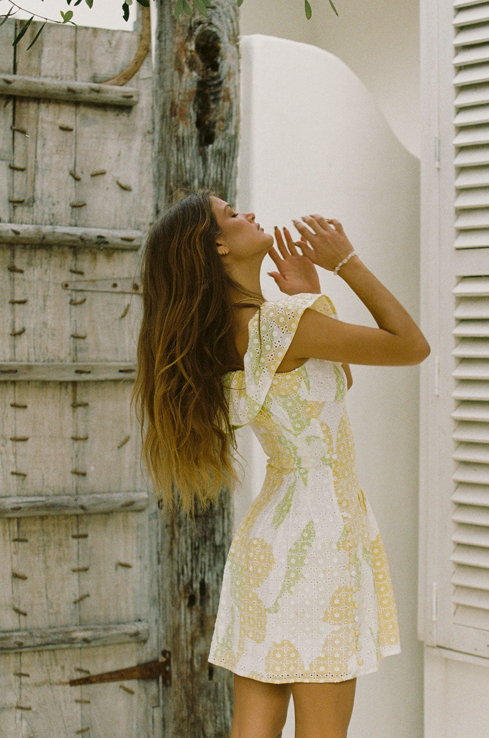 Sabo Luxe Exclusive Sunshine Yellow Lilly Print Off - Shoulder Dress