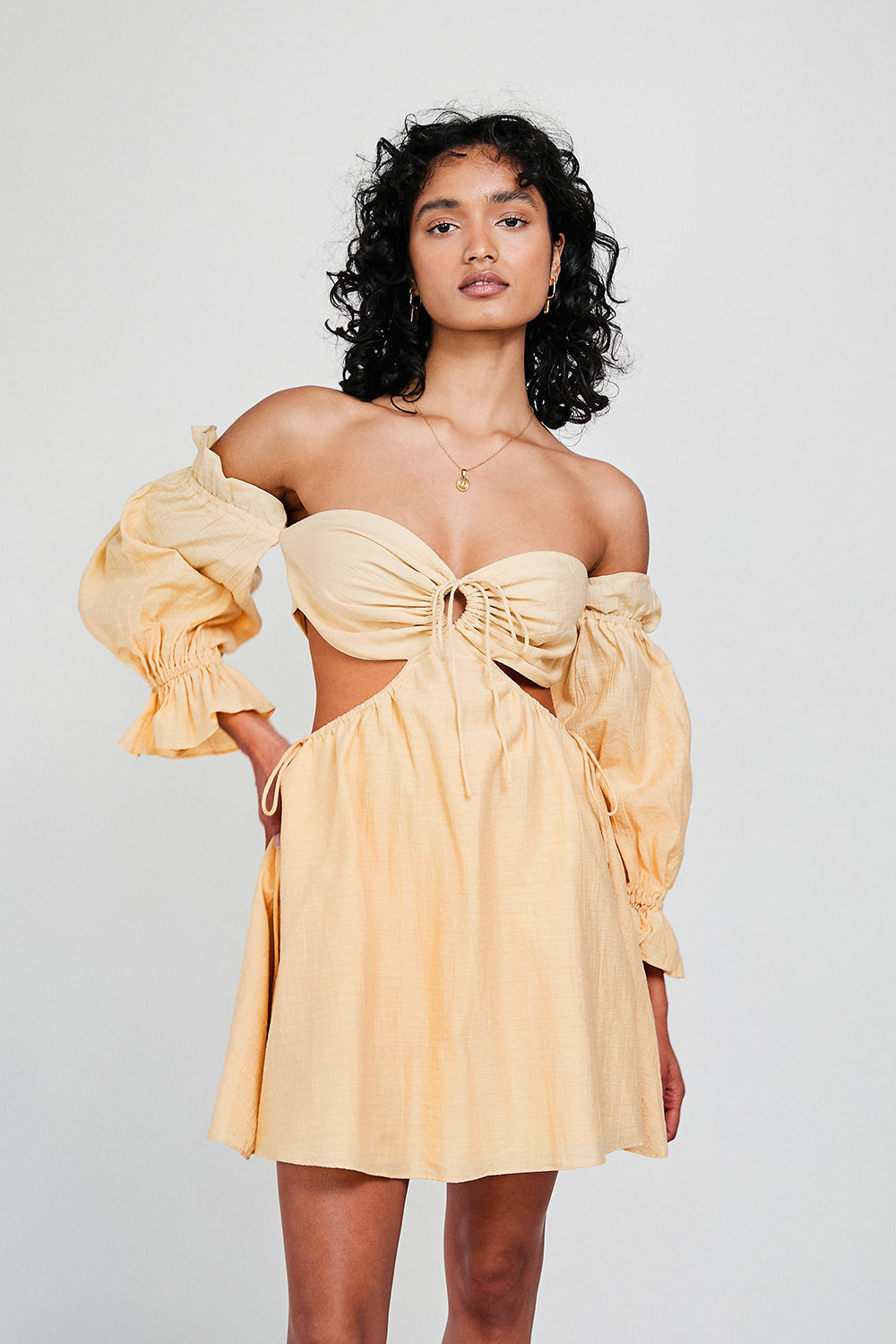Sabo Exclusive Dusty Yellow Lightweight Halter Daria Dress