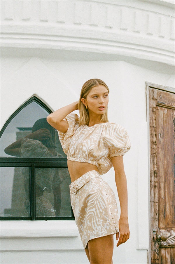Exquisite Sakura Design Linen One - off Sample Skirt