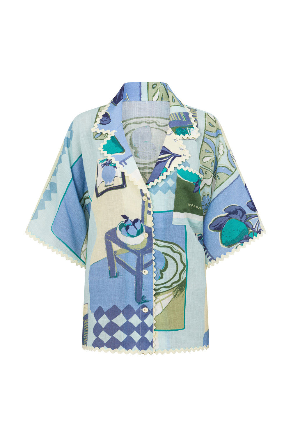 Kelia Men's Boxy-Fit Shirt in Exclusive Villagio Blue Print from Summer 2024 Collection